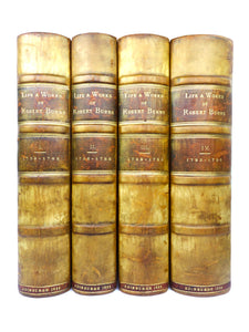 THE LIFE & WORKS OF ROBERT BURNS 1896 LEATHER BOUND IN FOUR VOLUMES, ILLUSTRATED