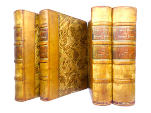 THE LIFE & WORKS OF ROBERT BURNS 1896 LEATHER BOUND IN FOUR VOLUMES, ILLUSTRATED