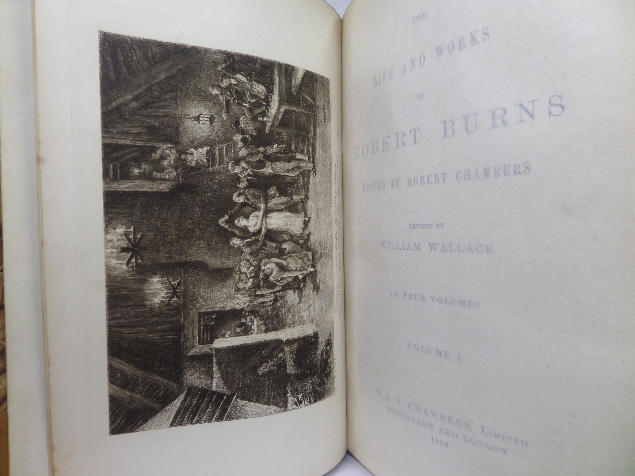 THE LIFE & WORKS OF ROBERT BURNS 1896 LEATHER BOUND IN FOUR VOLUMES, ILLUSTRATED