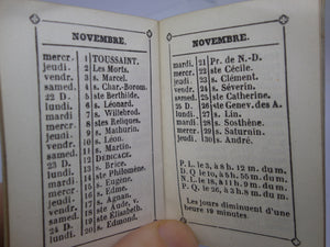 MINIATURE FRENCH CALENDAR FOR THE YEAR 1865 [CALENDRIER POUR L'ANNEE 1865]