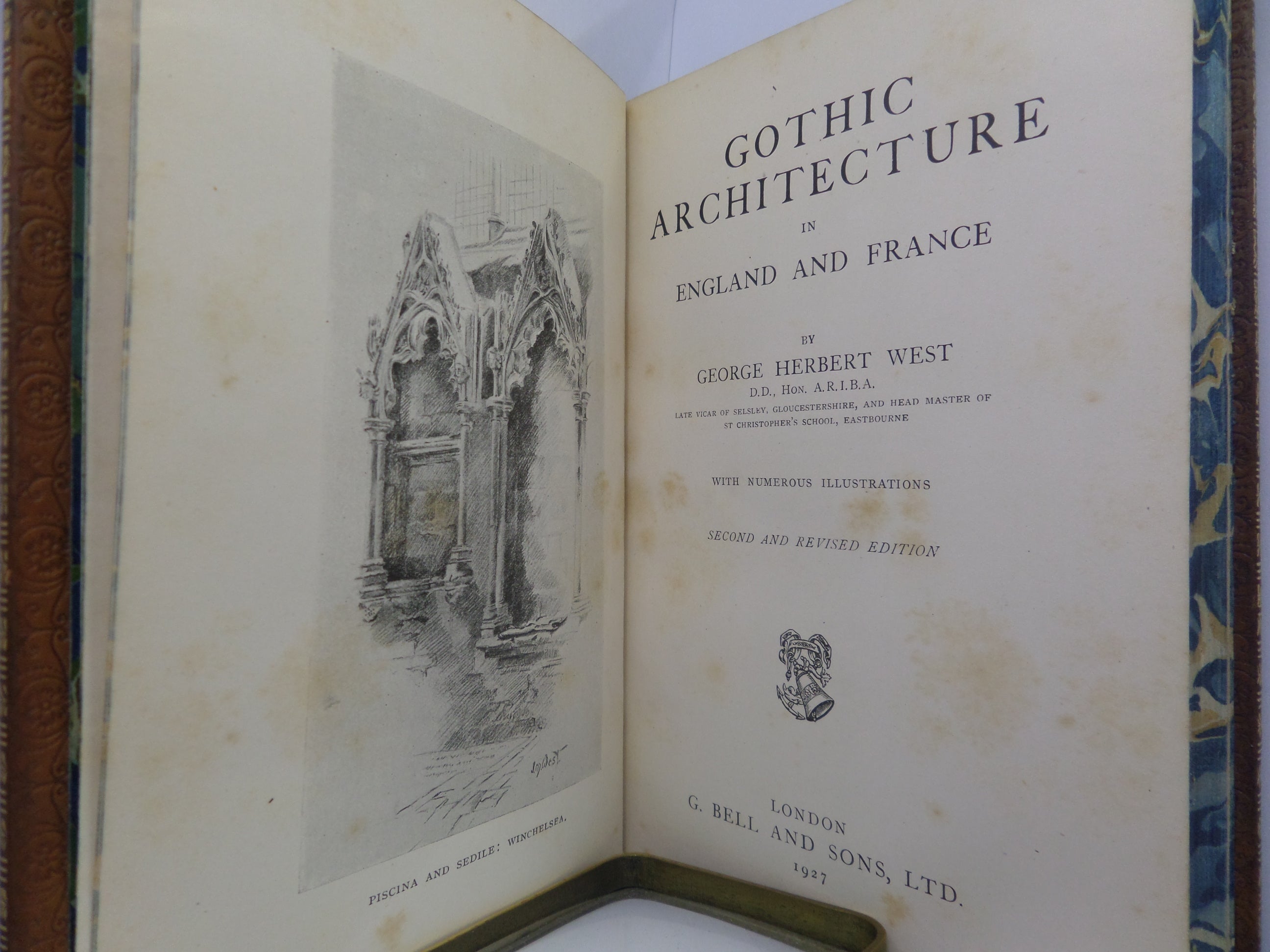 GOTHIC ARCHITECTURE IN ENGLAND AND FRANCE BY GEORGE HERBERT WEST 1927 FINE BINDING