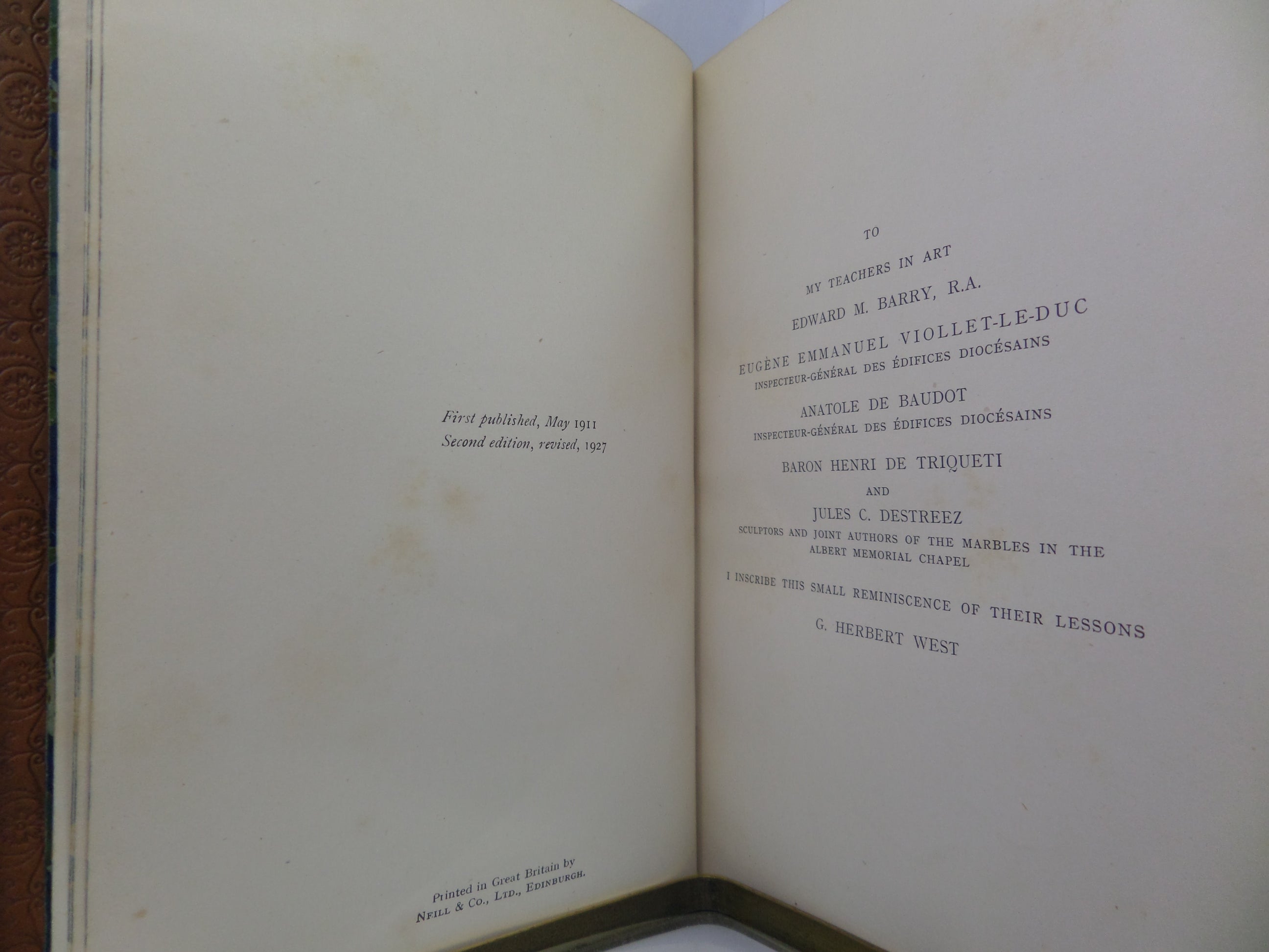 GOTHIC ARCHITECTURE IN ENGLAND AND FRANCE BY GEORGE HERBERT WEST 1927 FINE BINDING