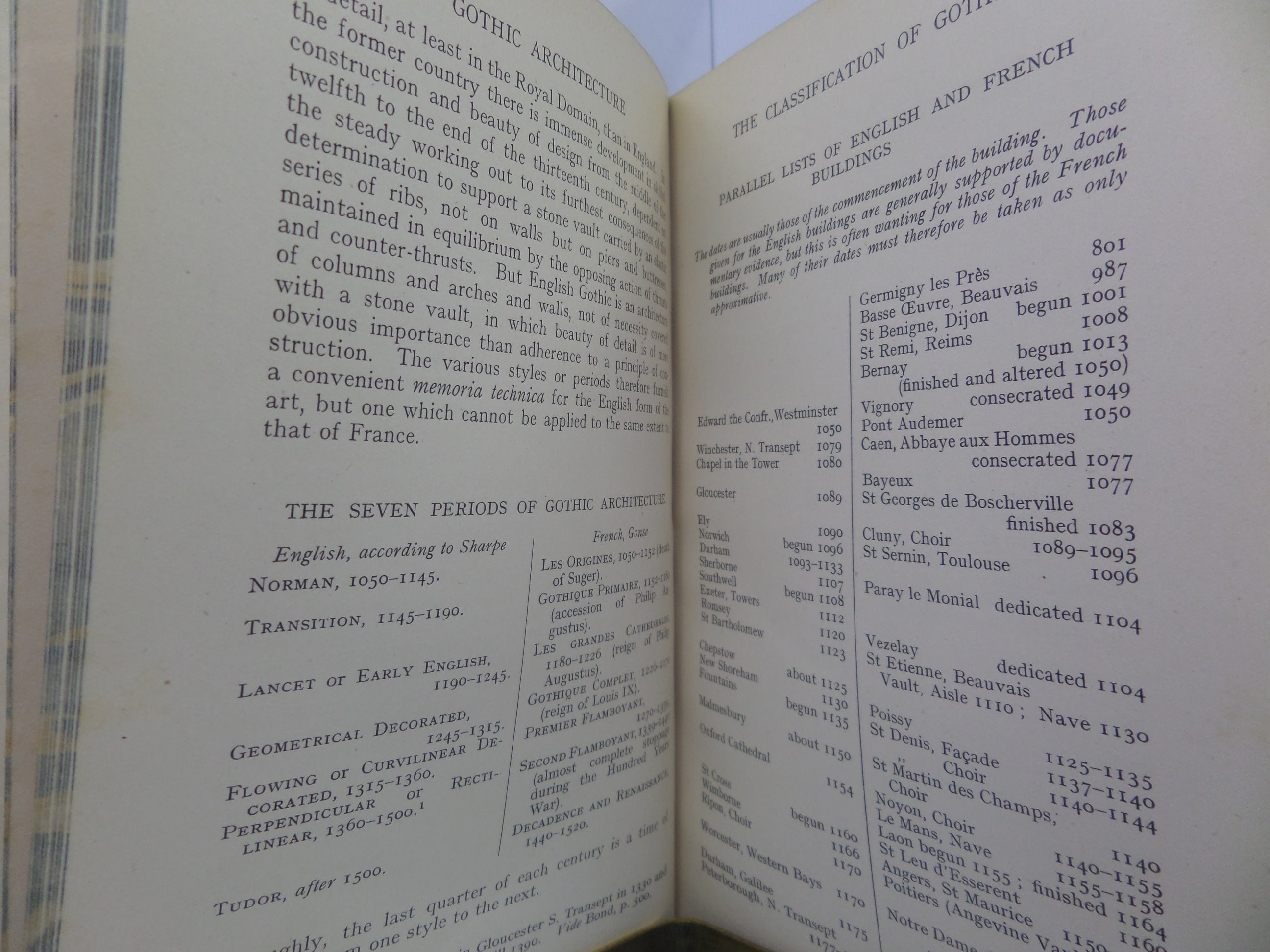 GOTHIC ARCHITECTURE IN ENGLAND AND FRANCE BY GEORGE HERBERT WEST 1927 FINE BINDING