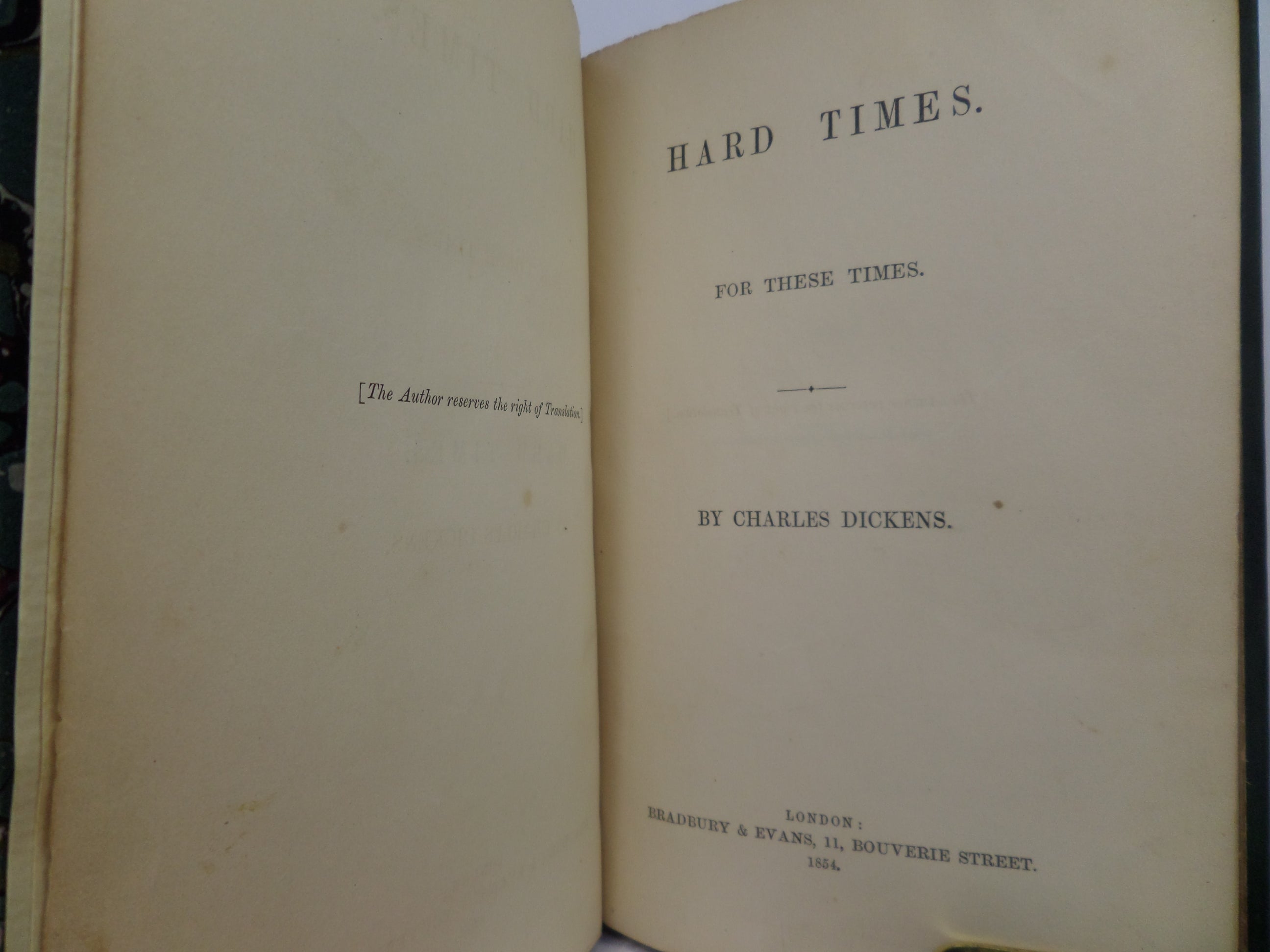HARD TIMES BY CHARLES DICKENS 1854 FIRST EDITION FINE LEATHER BINDING