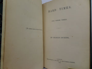 HARD TIMES BY CHARLES DICKENS 1854 FIRST EDITION FINE LEATHER BINDING
