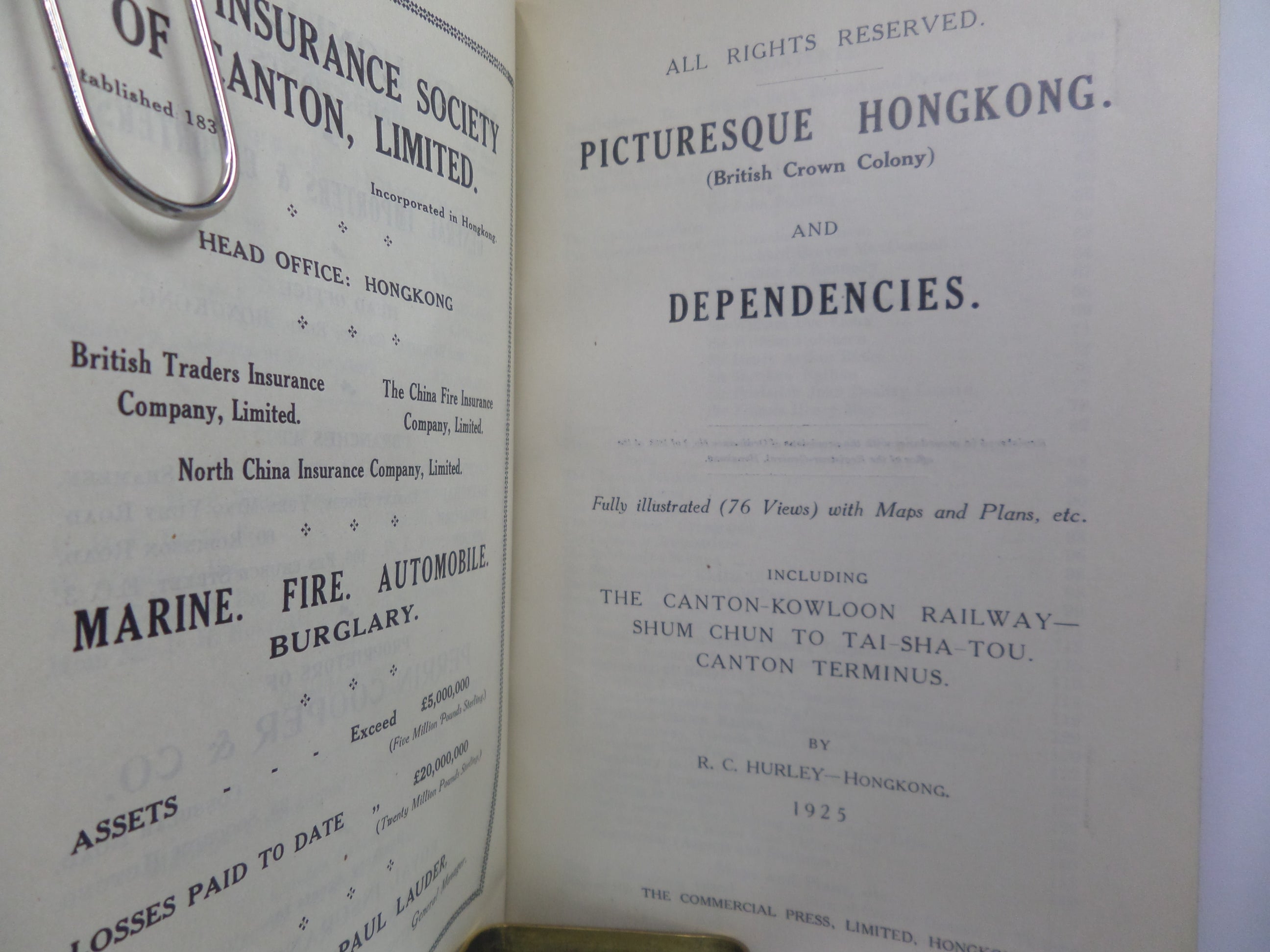 PICTURESQUE HONGKONG: A BRITISH CROWN COLONY & DEPENDENCIES BY R. C. HURLEY 1925