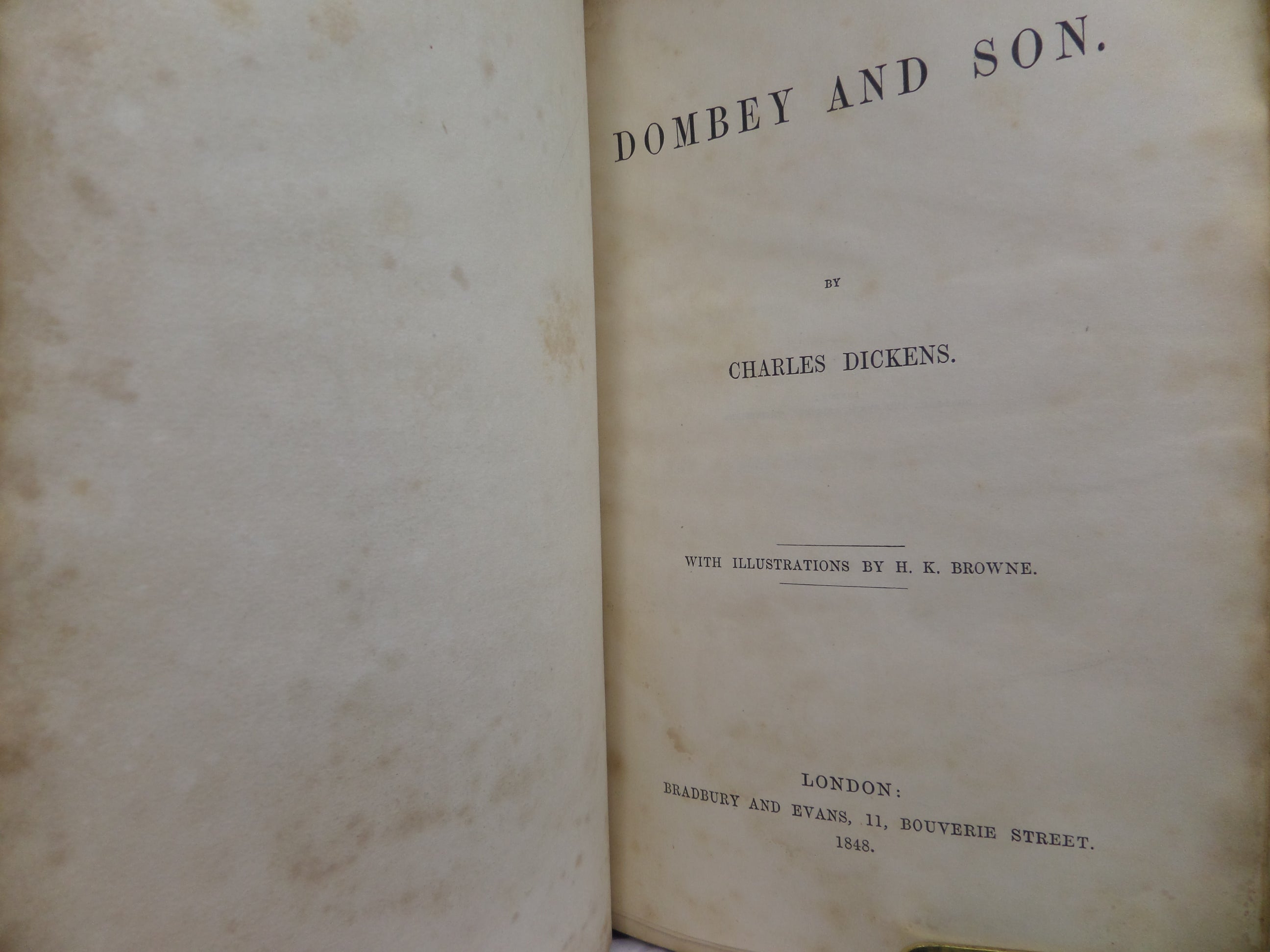 DOMBEY AND SON BY CHARLES DICKENS 1848 FIRST EDITION, FINE LEATHER BINDING