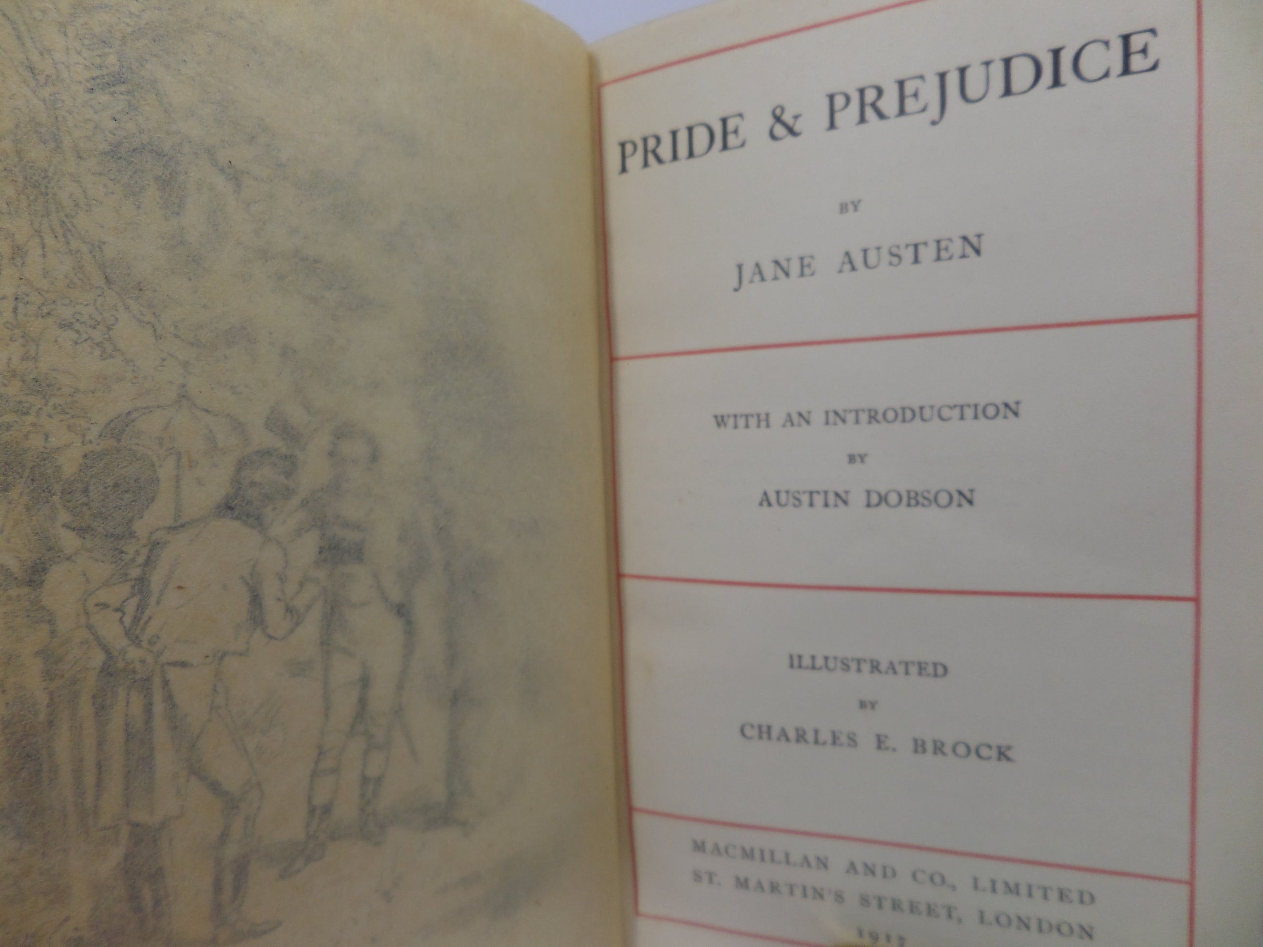PRIDE AND PREJUDICE BY JANE AUSTEN 1917 CHARLES E. BROCK ILLS, LEATHER BINDING