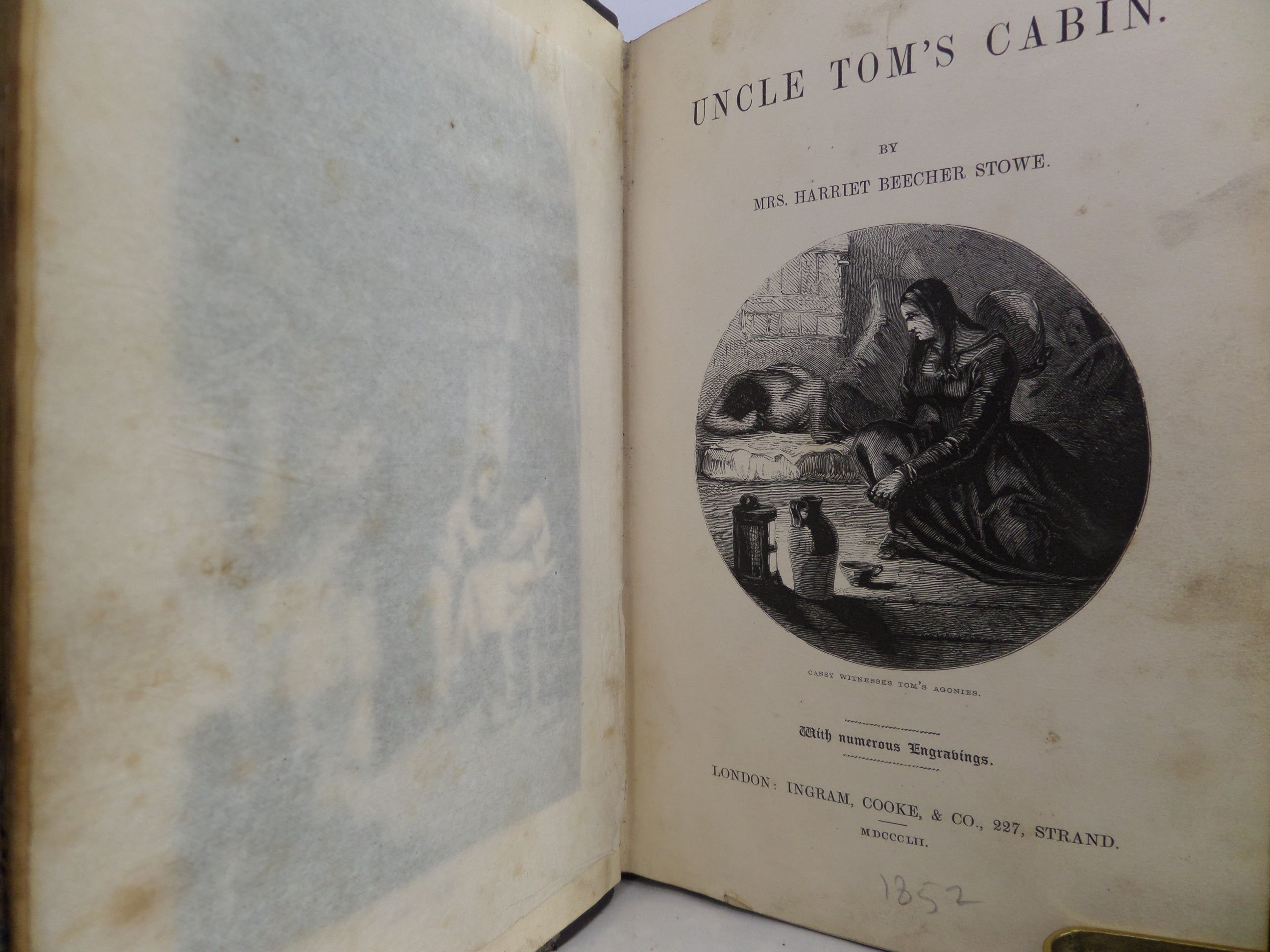 UNCLE TOM'S CABIN BY HARRIET BEECHER STOWE 1852 SECOND EDITION, LEATHER BINDING
