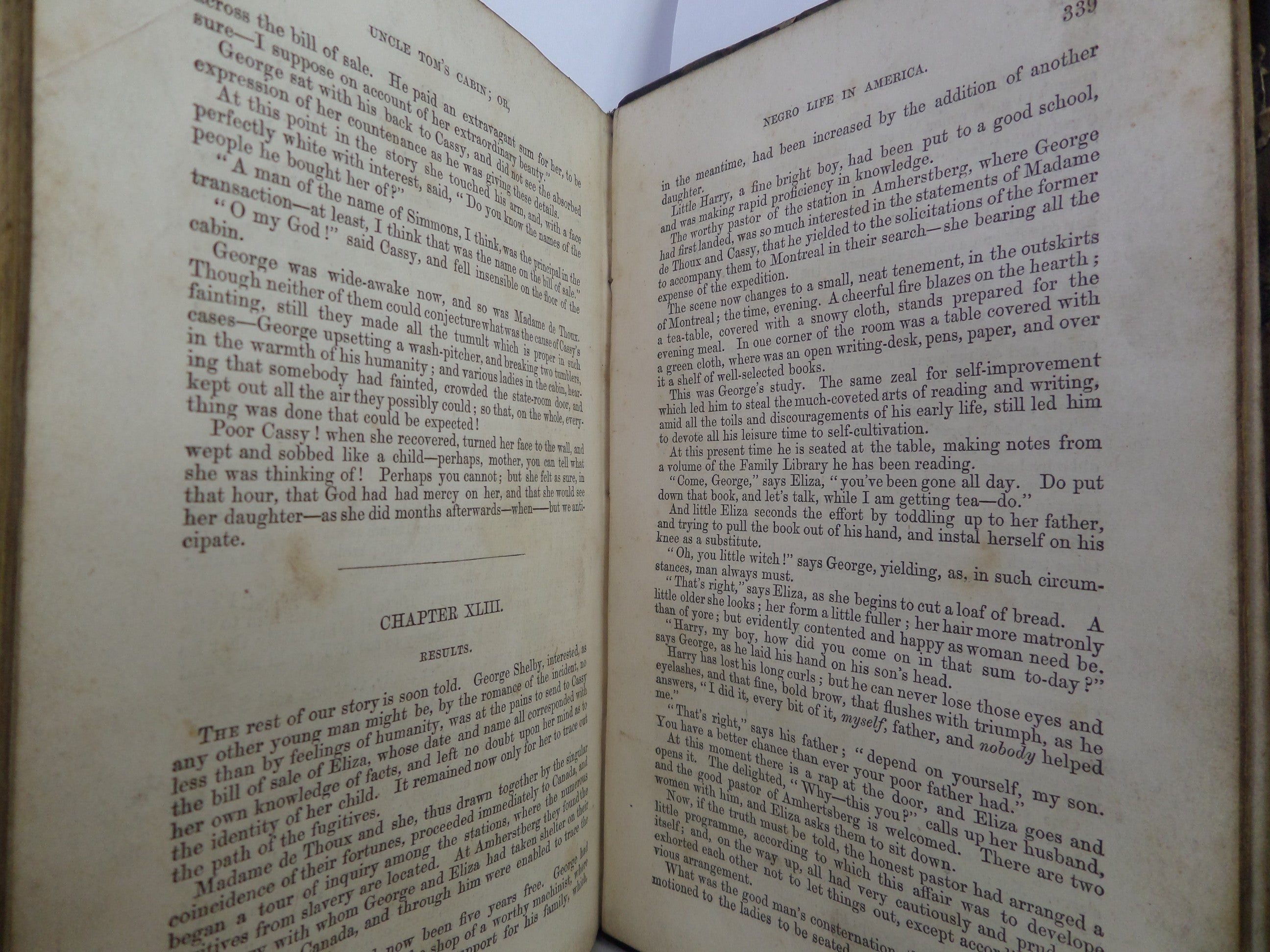 UNCLE TOM'S CABIN BY HARRIET BEECHER STOWE 1852 SECOND EDITION, LEATHER BINDING