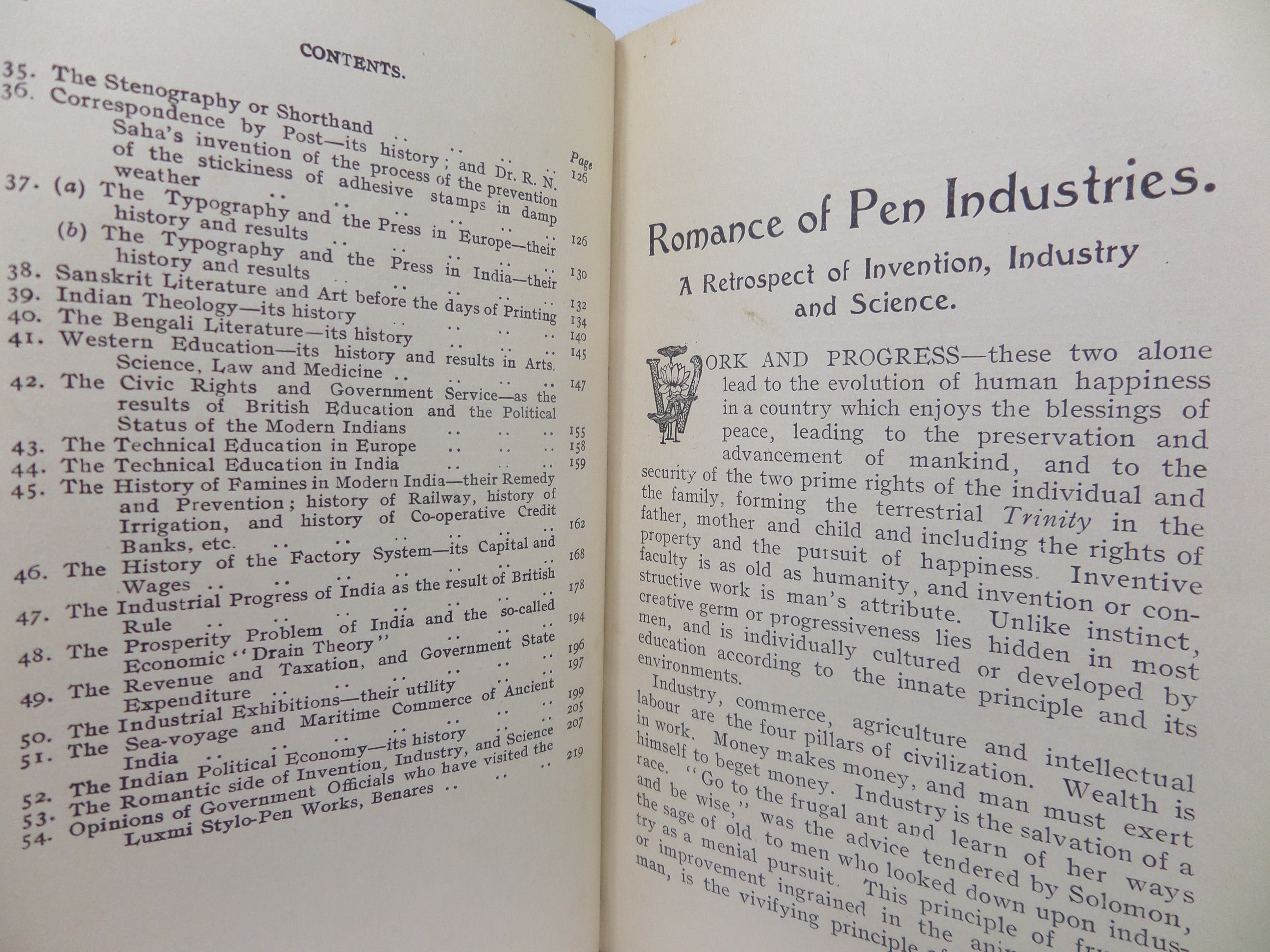 ROMANCE OF PEN INDUSTRIES BY R.N. SAHA 1911 FIRST EDITION