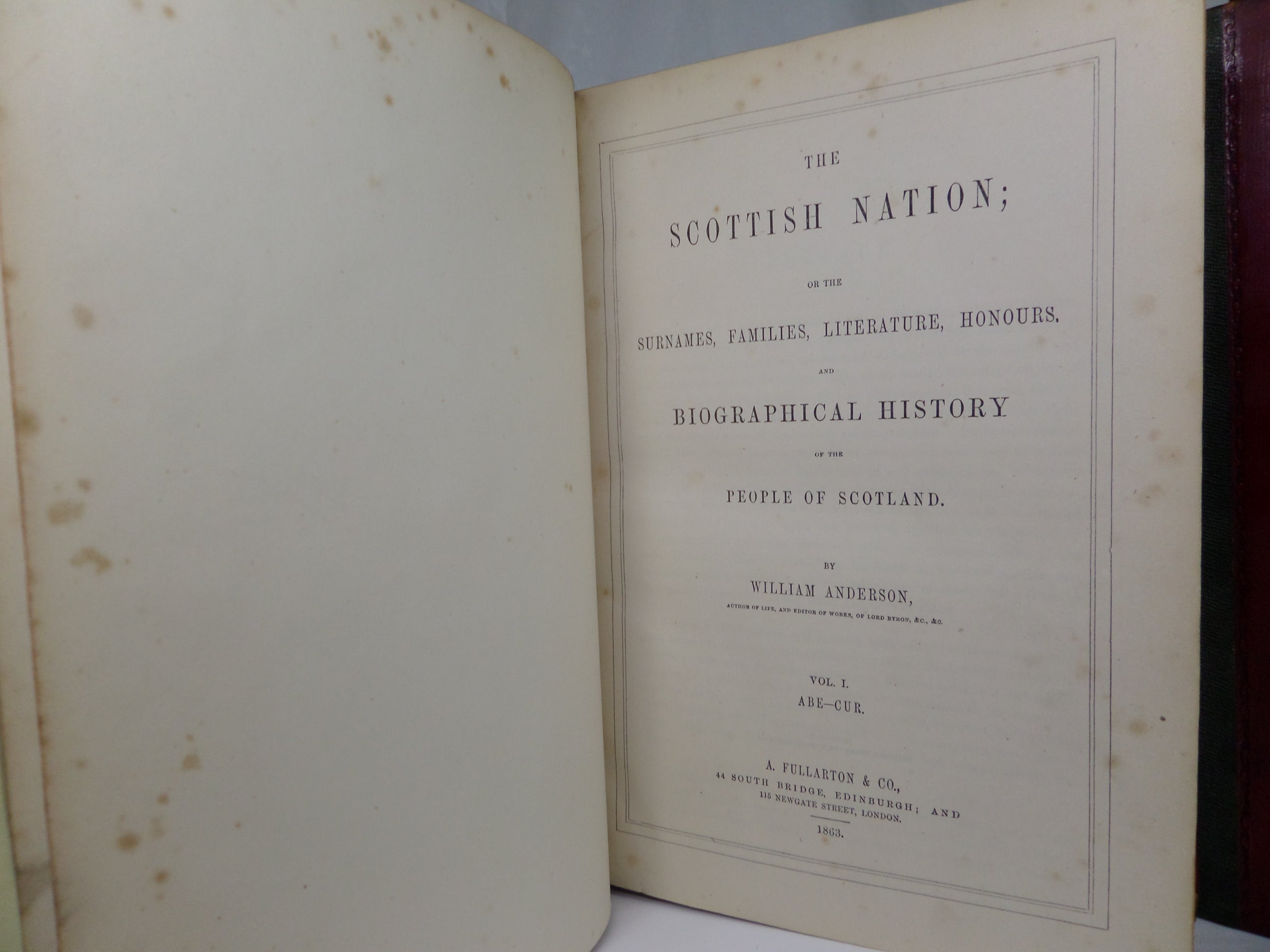 THE SCOTTISH NATION BY WILLIAM ANDERSON 1863 LEATHER BOUND IN 3 VOLUMES