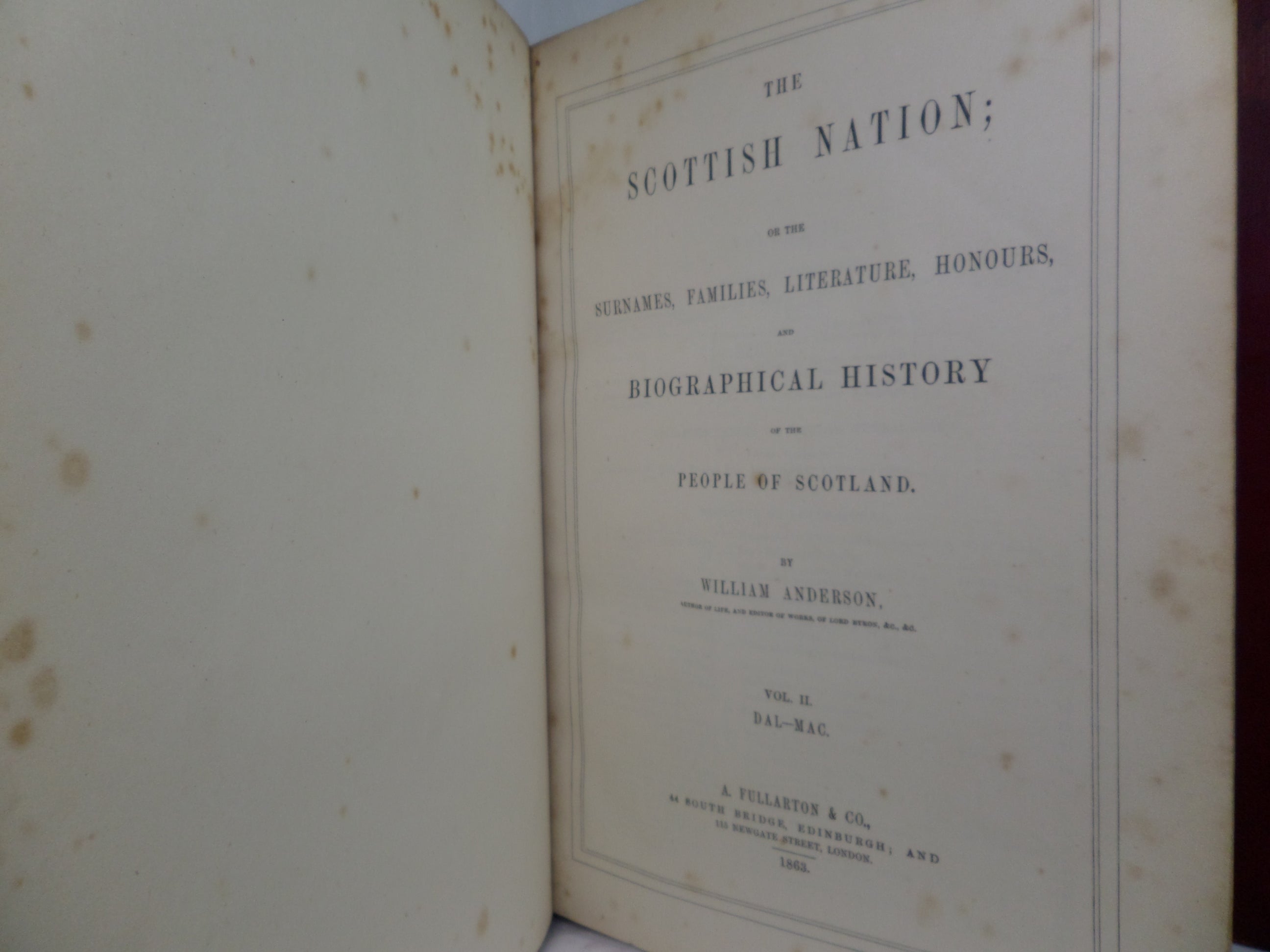 THE SCOTTISH NATION BY WILLIAM ANDERSON 1863 LEATHER BOUND IN 3 VOLUMES