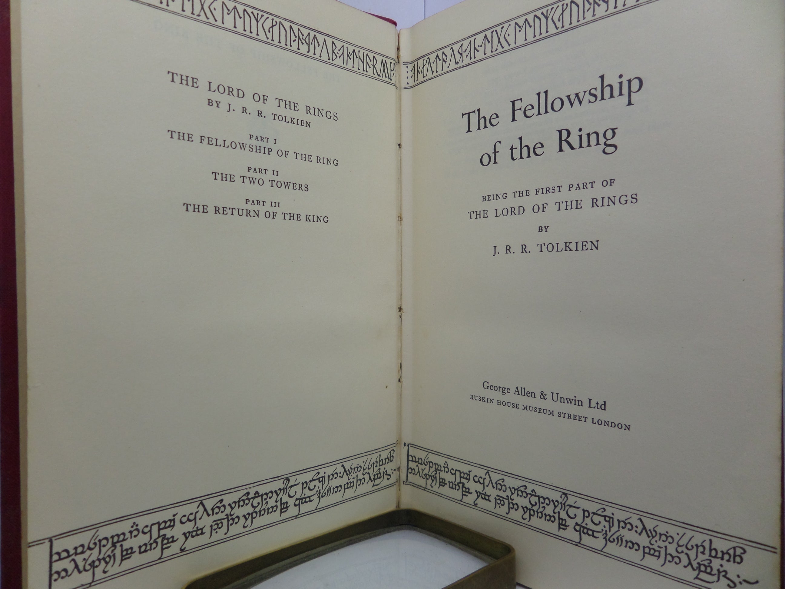 THE FELLOWSHIP OF THE RING: BEING THE FIRST PART OF THE LORD OF THE RINGS 1956 TOLKIEN 5TH IMPRESSION