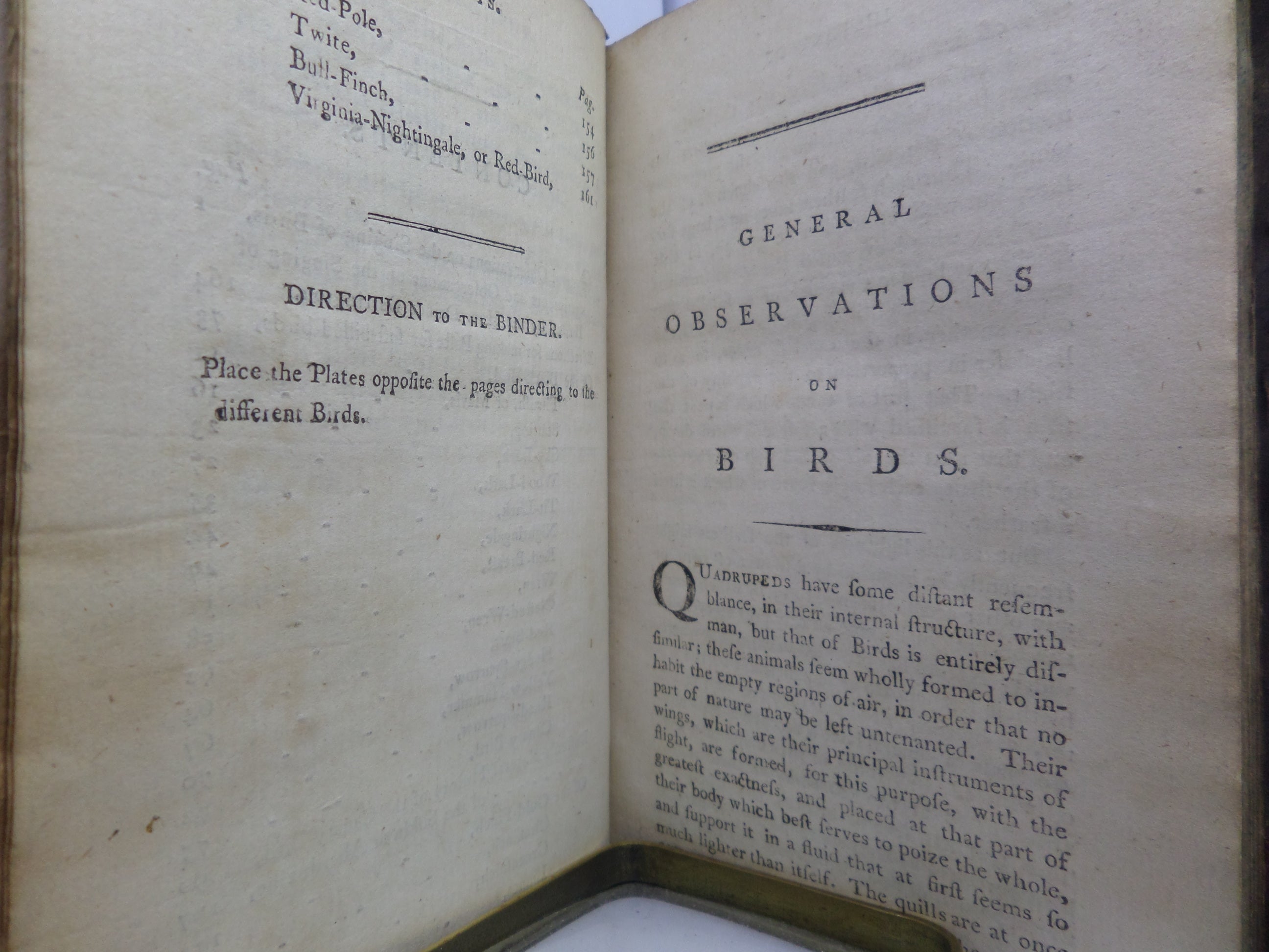 THE HISTORY OF SINGING BIRDS BY COUNT DE BUFFON 1791 FIRST EDITION