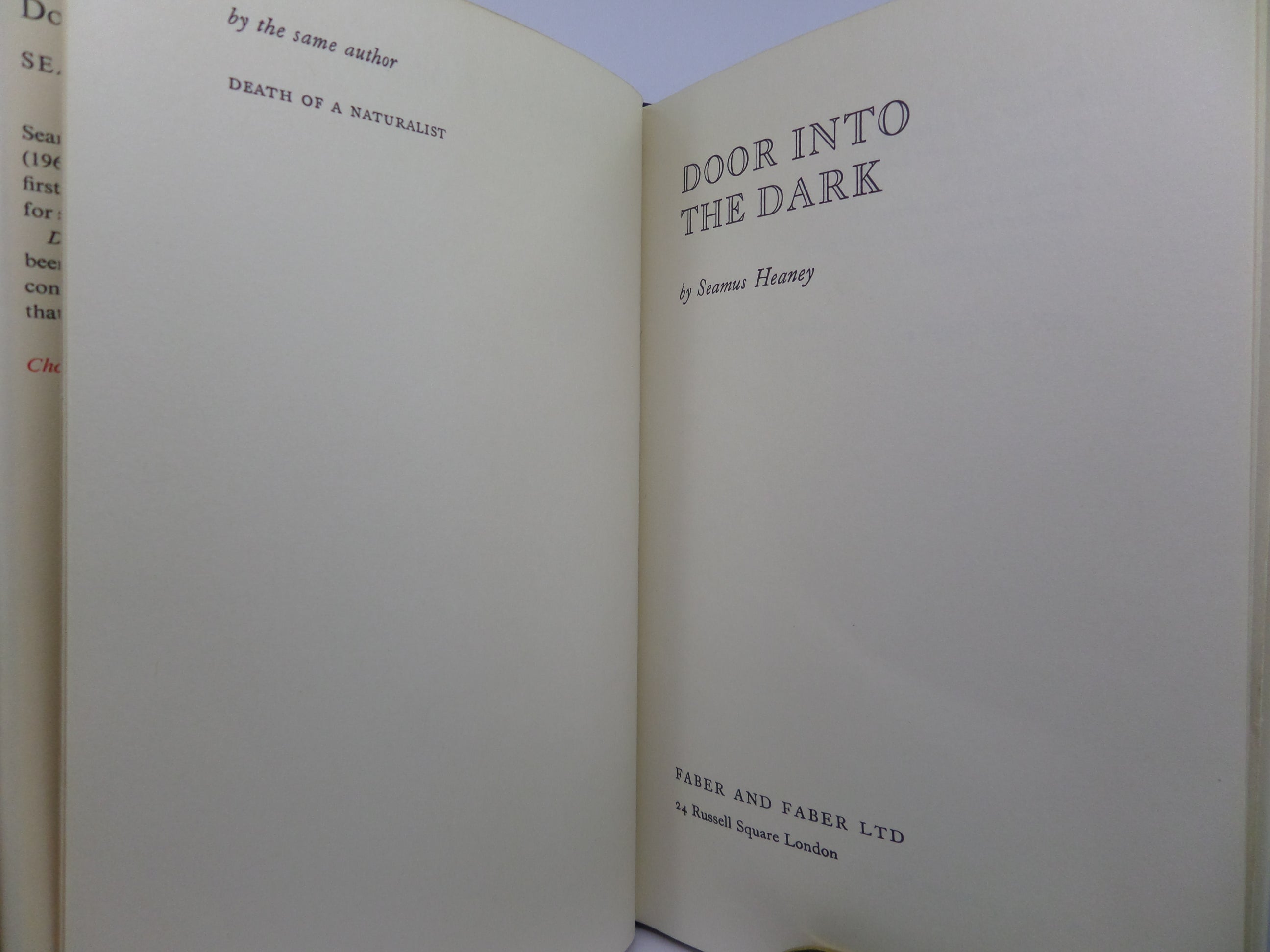 DOOR INTO THE DARK BY SEAMUS HEANEY 1969 HARDCOVER