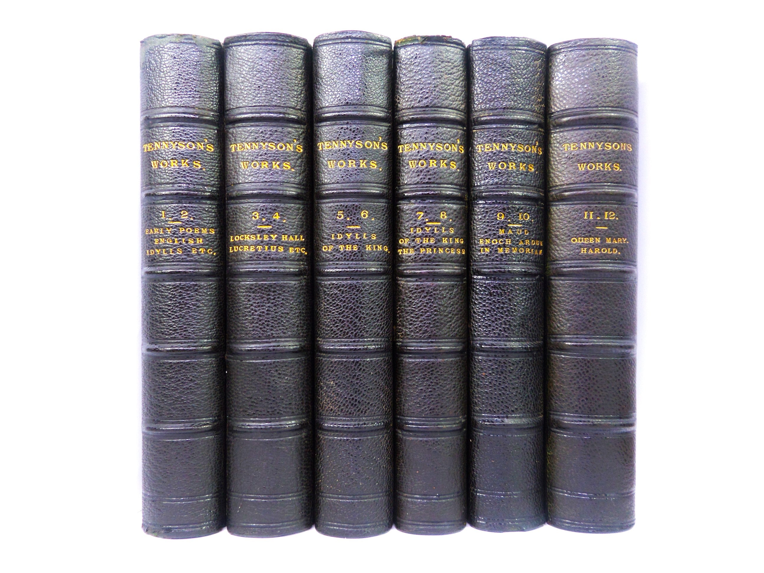 THE WORKS OF ALFRED TENNYSON 1874-77 CABINET EDITION FINELY BOUND BY BICKERS