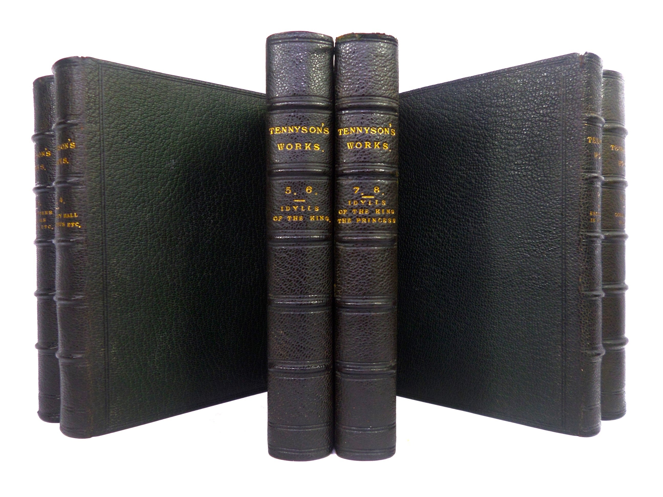 THE WORKS OF ALFRED TENNYSON 1874-77 CABINET EDITION FINELY BOUND BY BICKERS