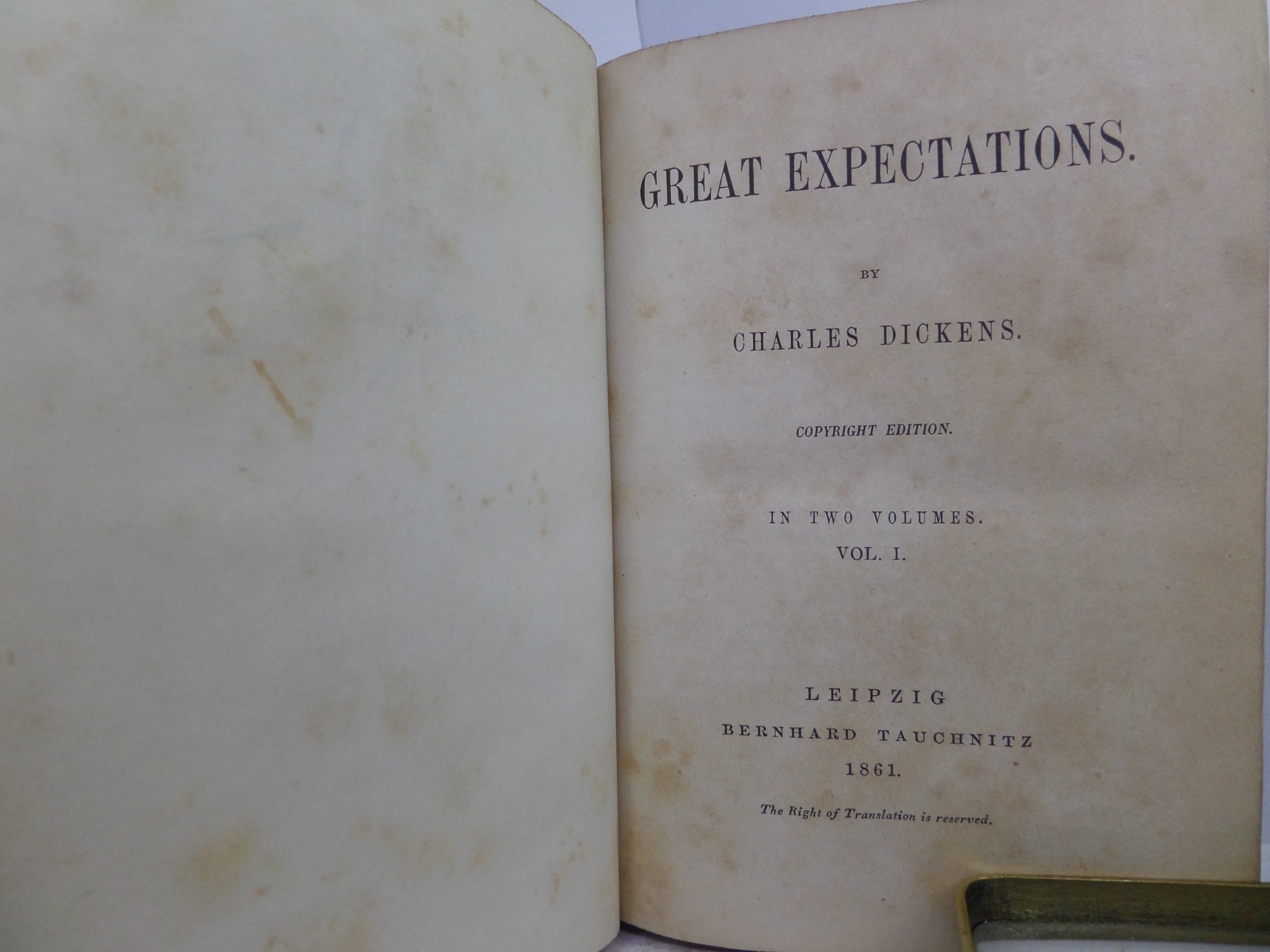 GREAT EXPECTATIONS BY CHARLES DICKENS 1861 FINE LEATHER BINDING