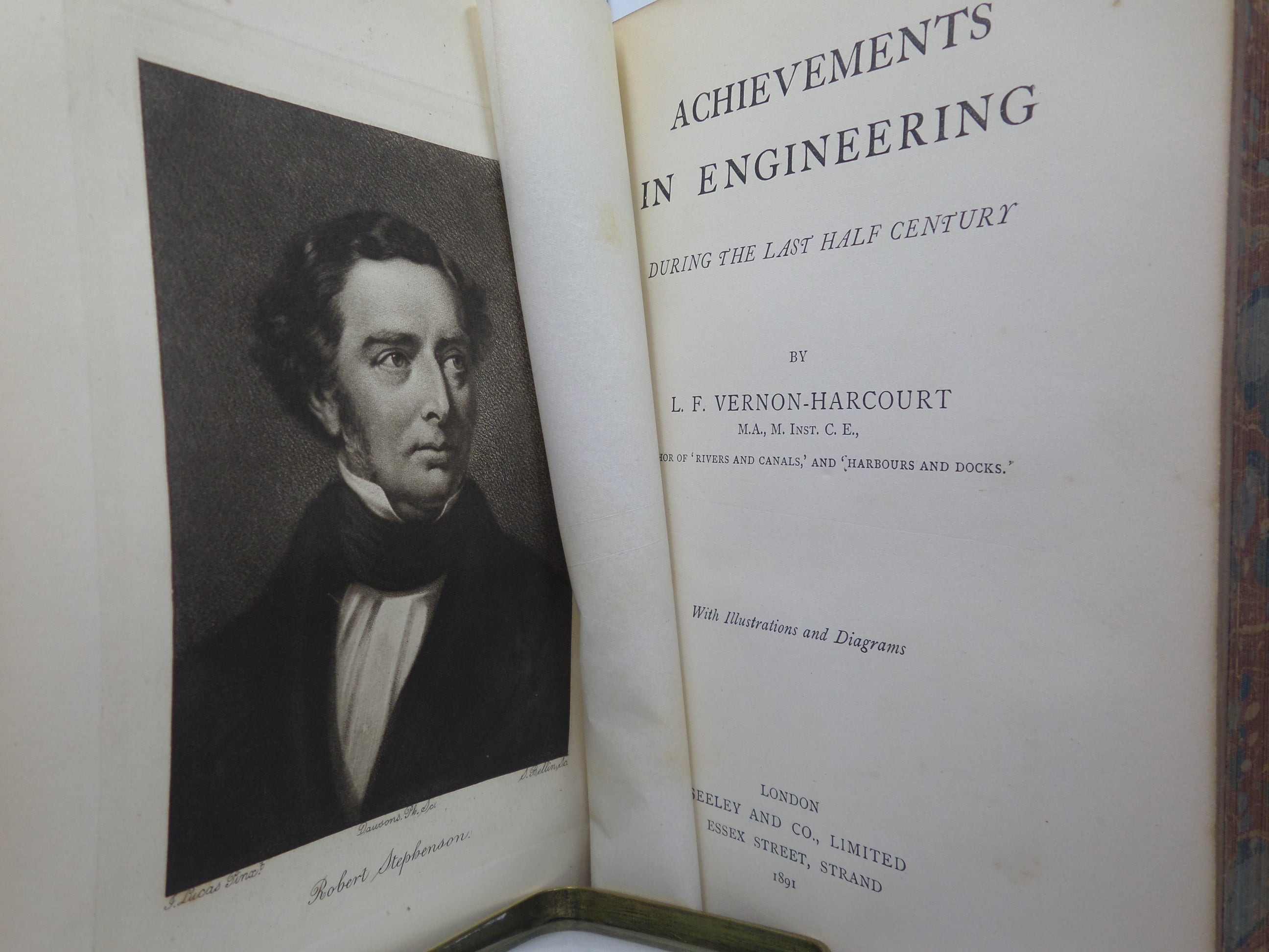 ACHIEVEMENTS IN ENGINEERING BY L. F. VERNON-HARCOURT 1891 LEATHER-BOUND
