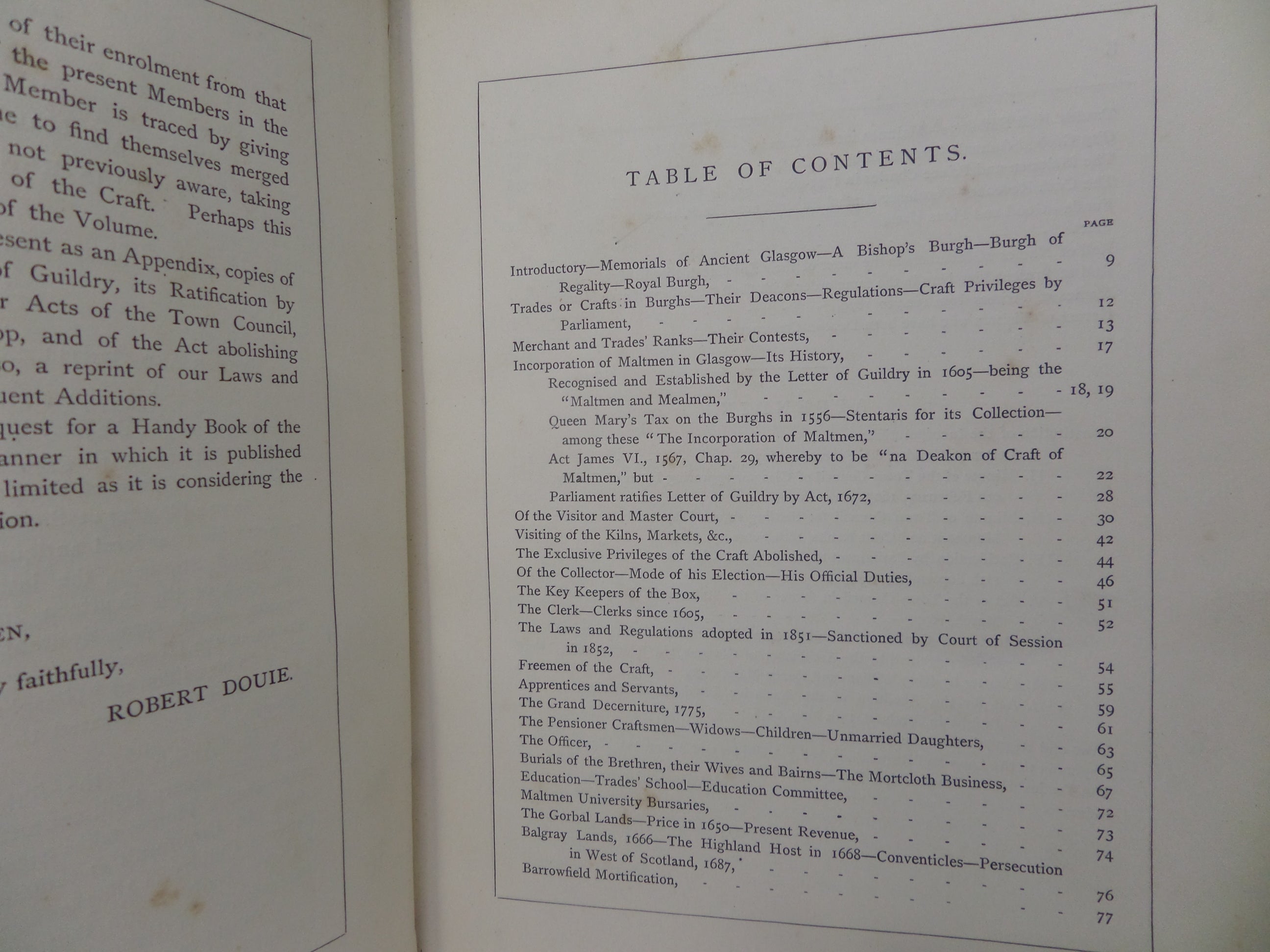 CHRONICLES OF THE MALTMEN CRAFT IN GLASGOW 1605-1879 ROBERT DOUIE 1879 FIRST EDITION