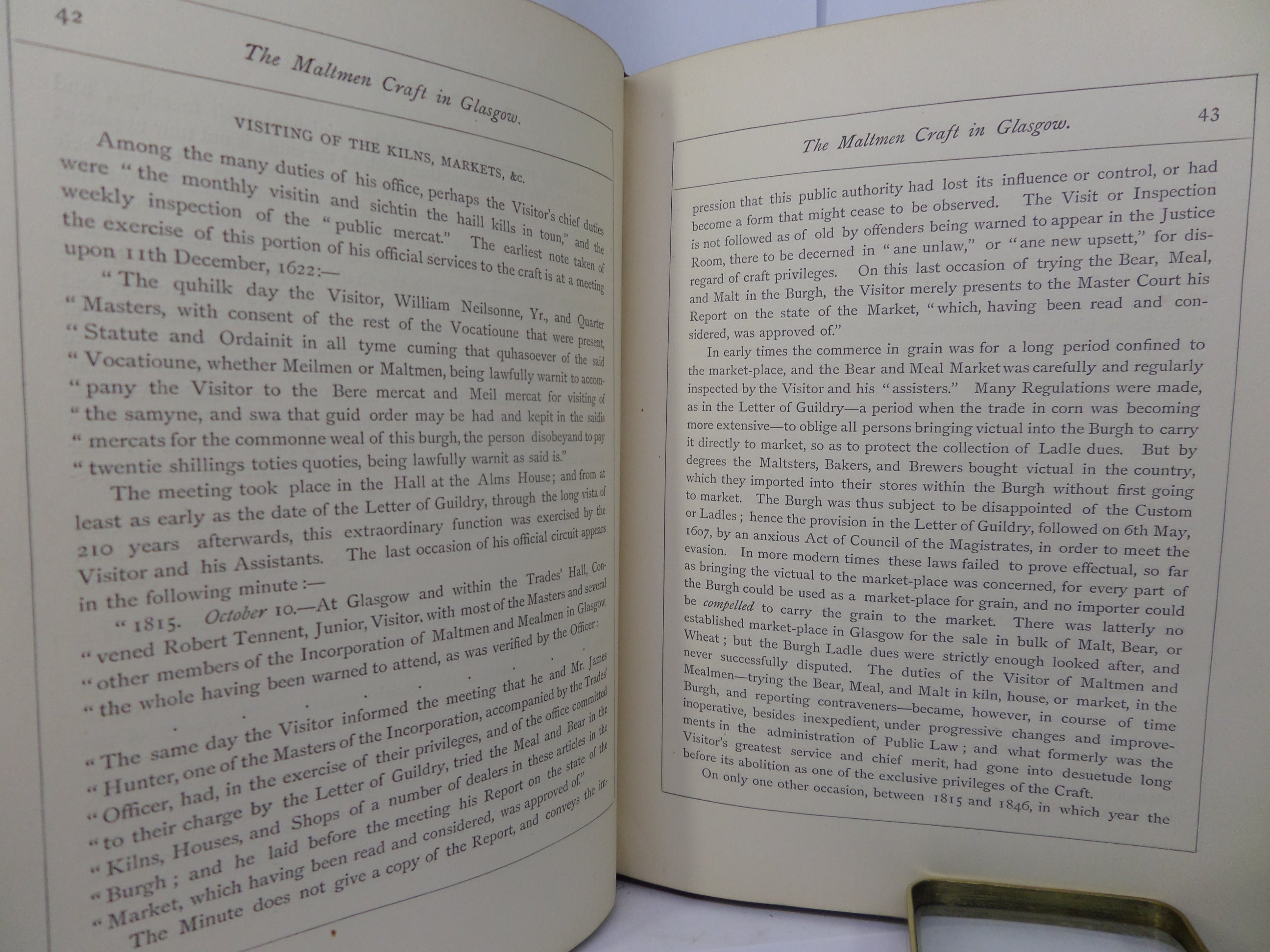 CHRONICLES OF THE MALTMEN CRAFT IN GLASGOW 1605-1879 ROBERT DOUIE 1879 FIRST EDITION