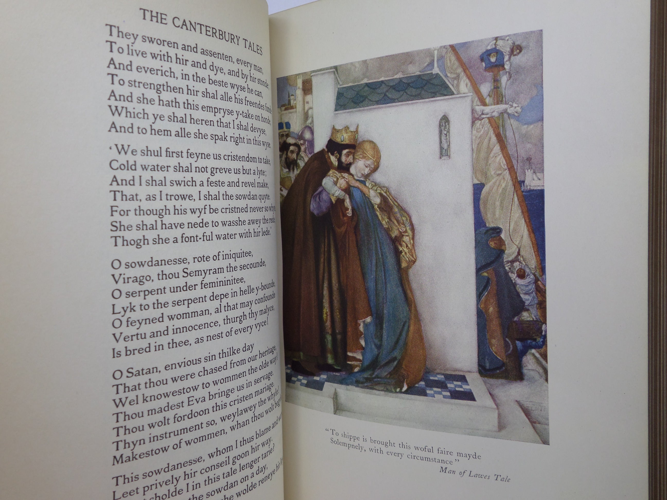 THE CANTERBURY TALES OF GEOFFREY CHAUCER 1928 FINE RIVIERE BINDING, ILLUSTRATED