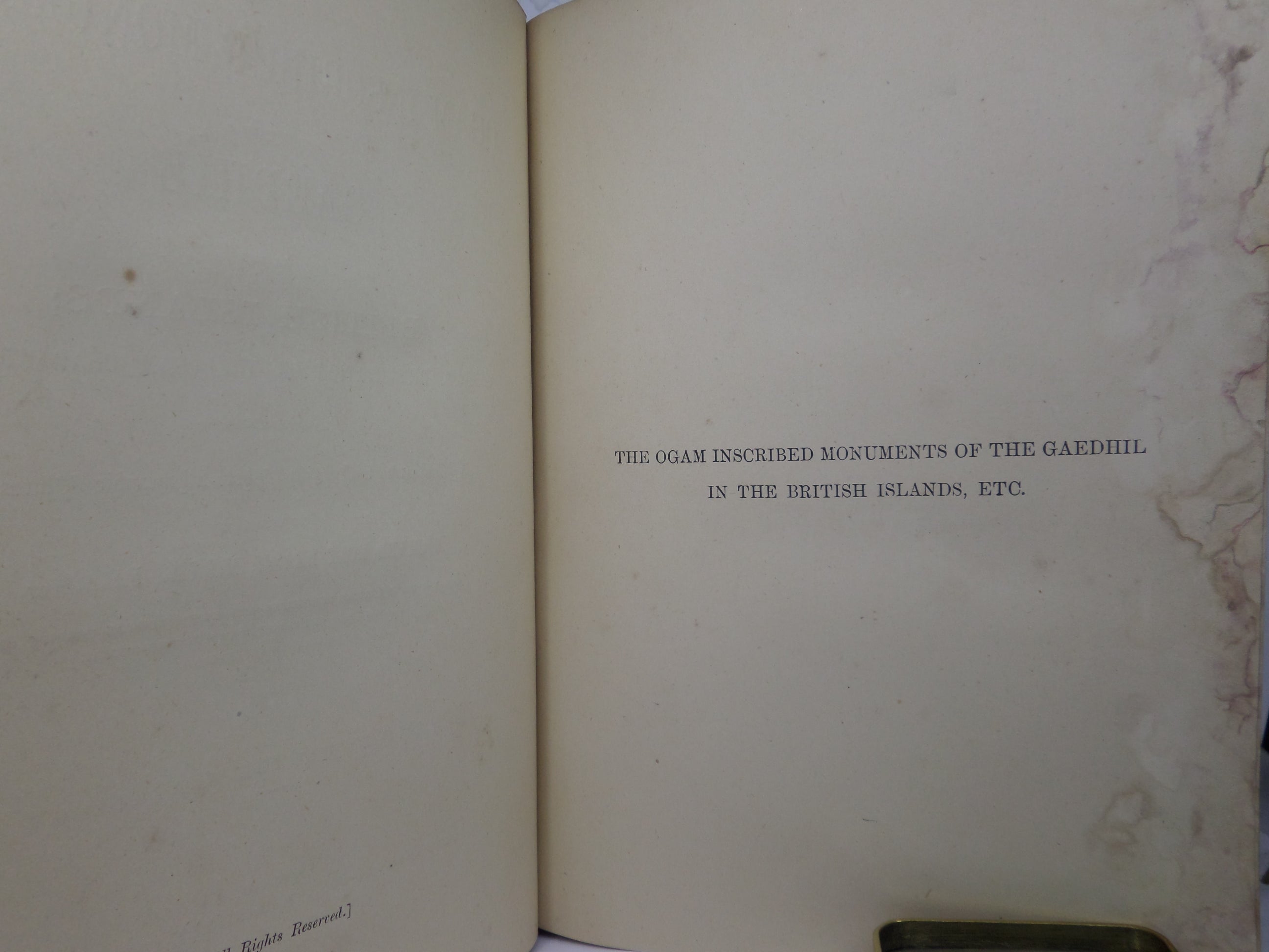 OGAM INSCRIBED MONUMENTS OF THE GAEDHIL 1879 GEORGE M. ATKINSON, LEATHER BINDING