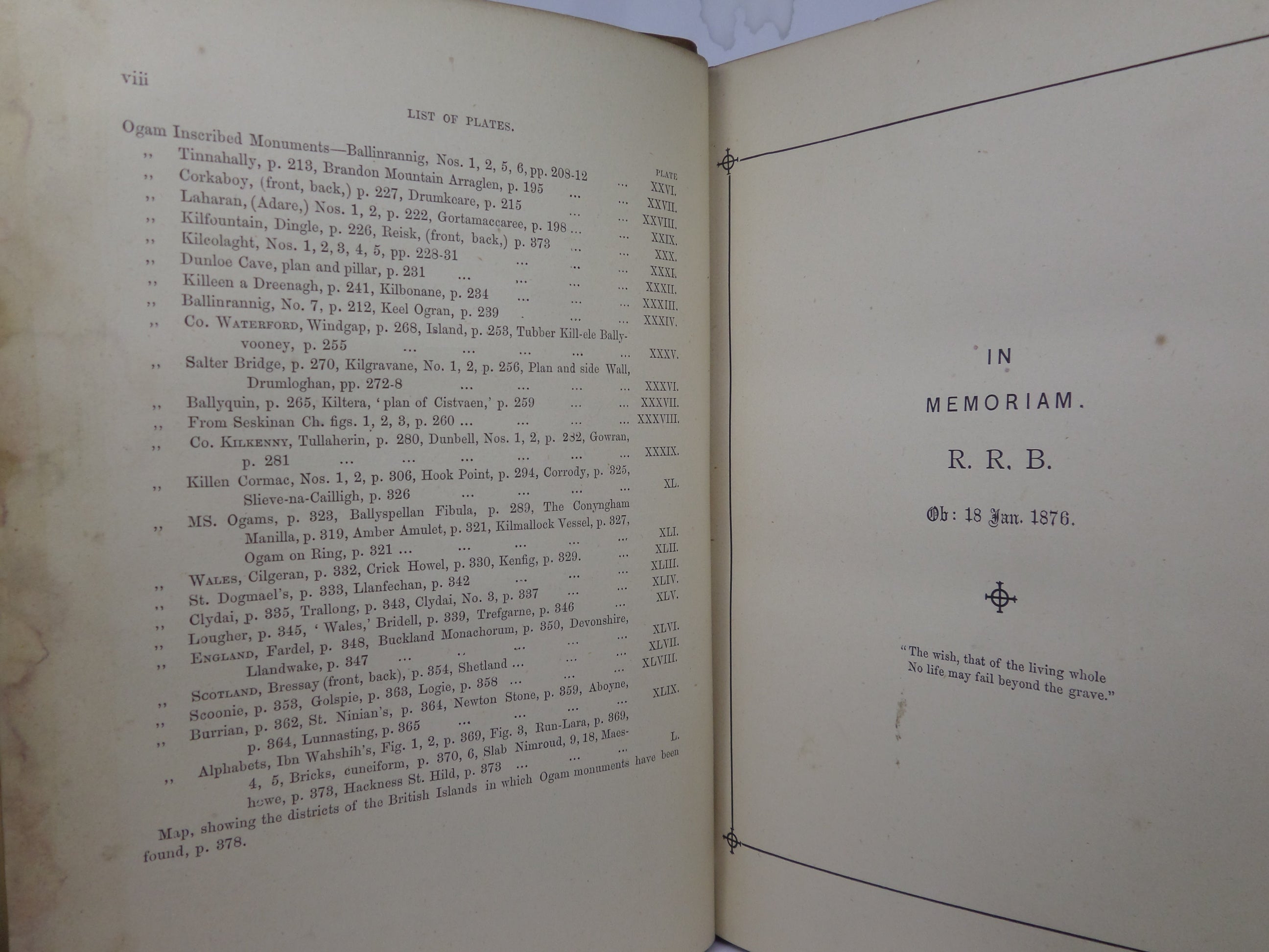 OGAM INSCRIBED MONUMENTS OF THE GAEDHIL 1879 GEORGE M. ATKINSON, LEATHER BINDING