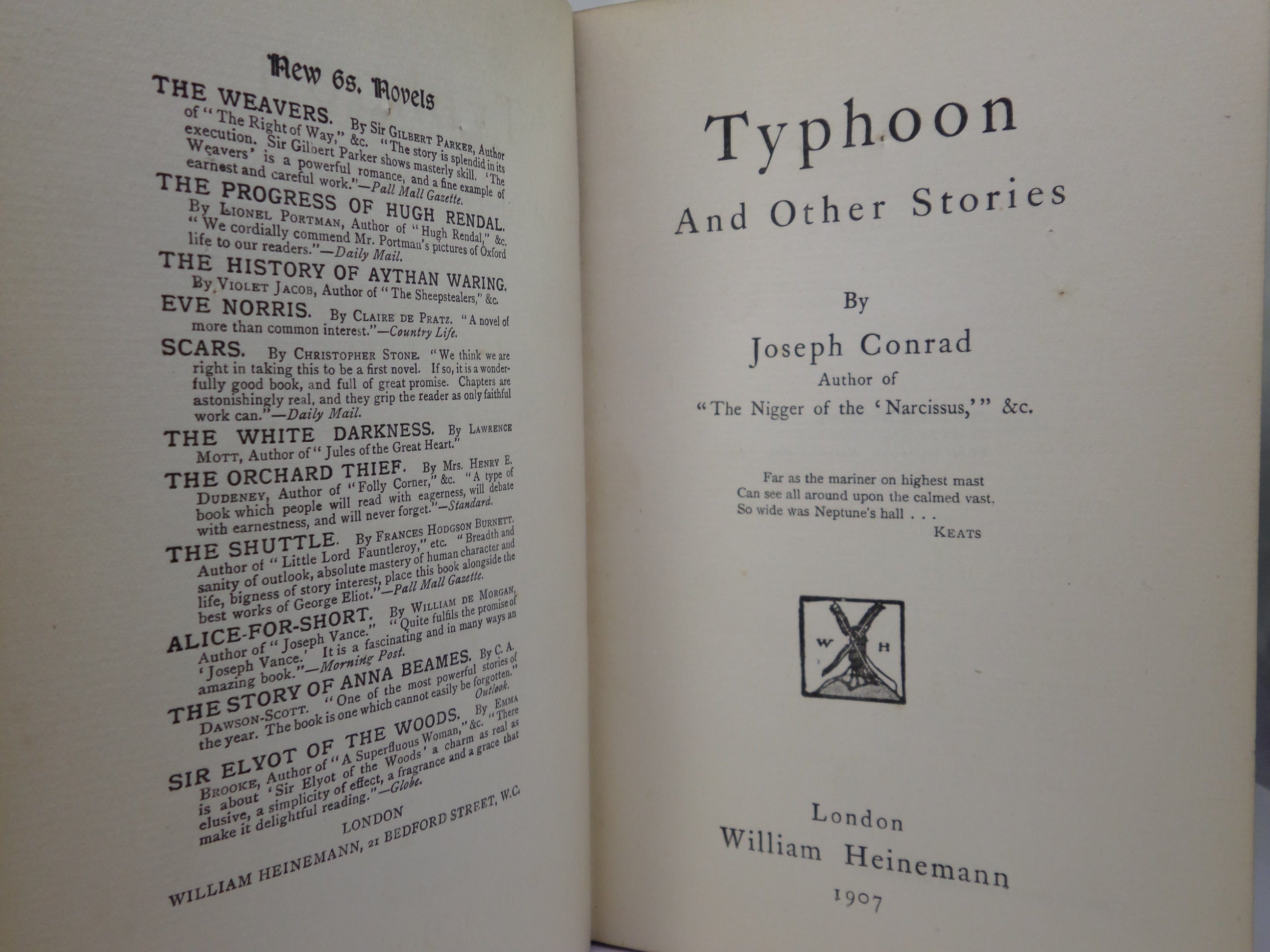 TYPHOON BY JOSEPH CONRAD 1907 HARDCOVER