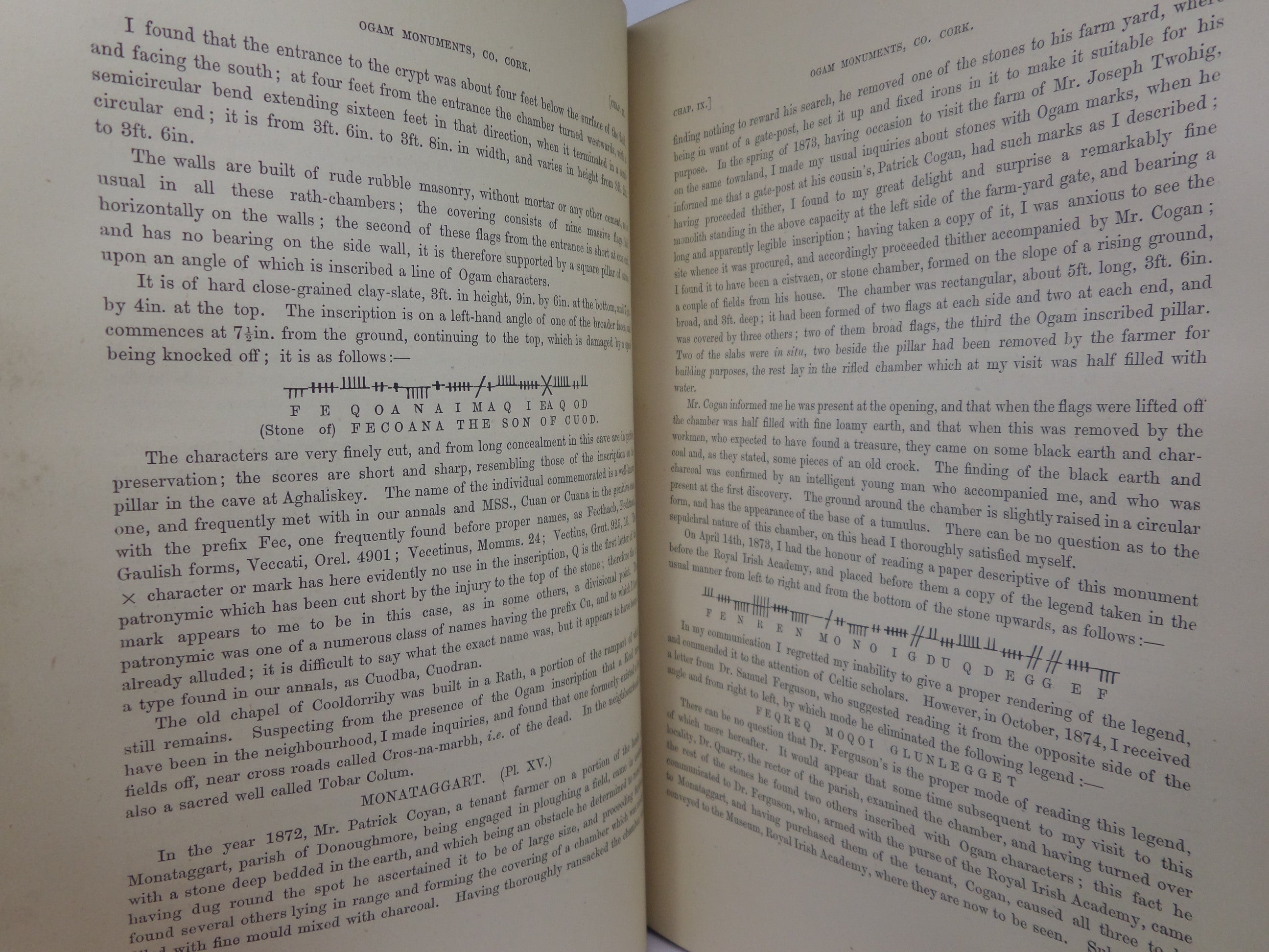 OGAM INSCRIBED MONUMENTS OF THE GAEDHIL 1879 GEORGE M. ATKINSON, LEATHER BINDING