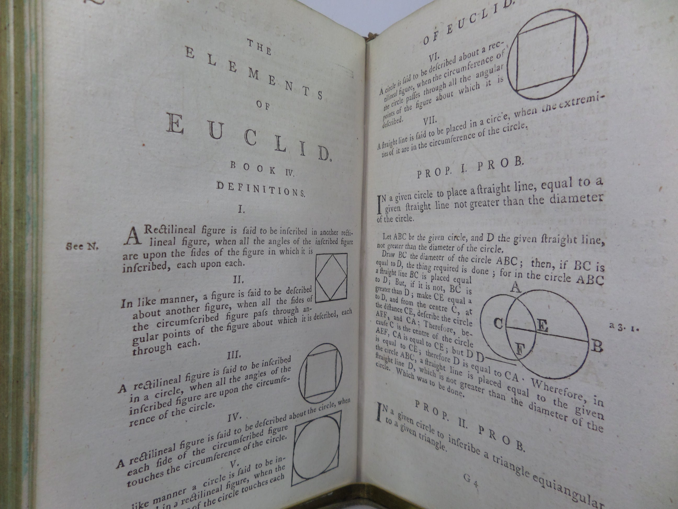 THE ELEMENTS OF EUCLID BY ROBERT SIMSON 1795 EIGHTH EDITION LEATHER-BOUND