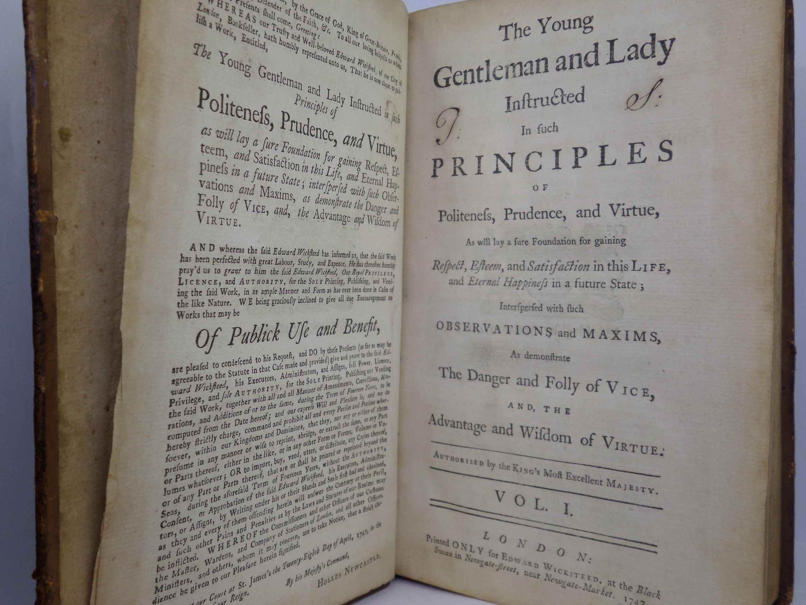 THE YOUNG GENTLEMAN AND LADY INSTRUCTED IN SUCH PRINCIPLES OF POLITENESS... 1747