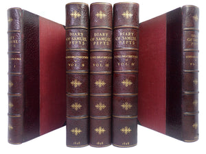 THE DIARY OF SAMUEL PEPYS 1848-49 LEATHER BOUND IN FIVE VOLUMES