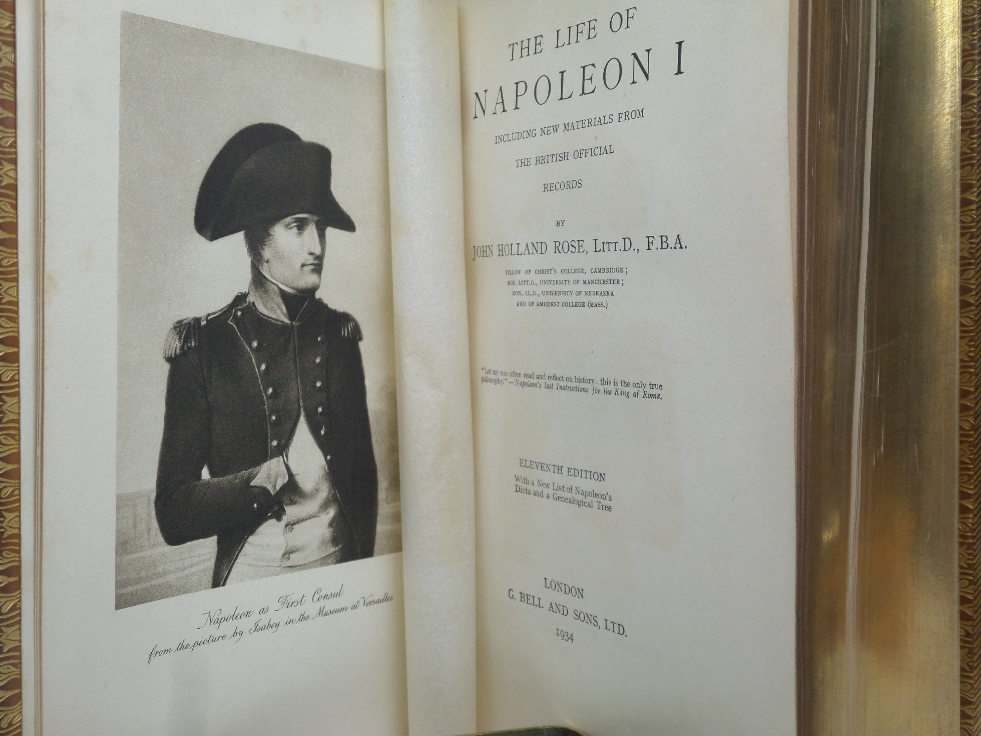 THE LIFE OF NAPOLEON I BY JOHN HOLLAND ROSE 1934 FINE LEATHER BINDING