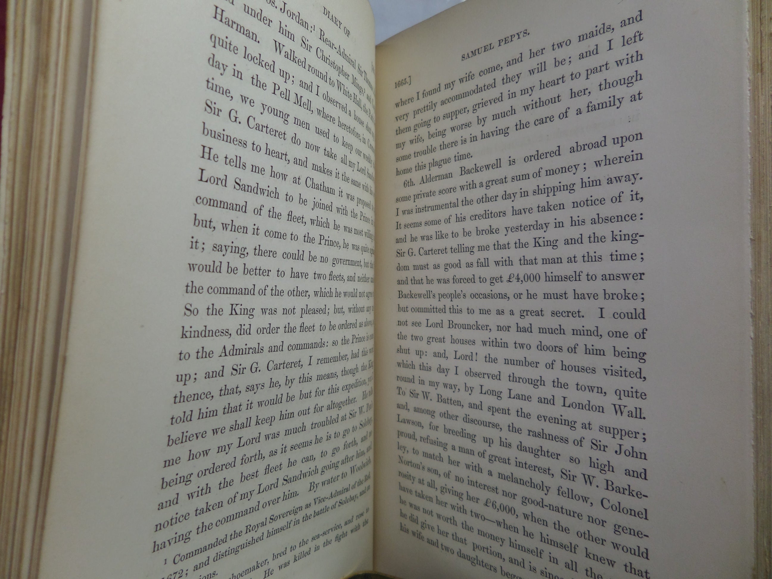 THE DIARY OF SAMUEL PEPYS 1848-49 LEATHER BOUND IN FIVE VOLUMES