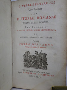 THE ROMAN HISTORY OF MARCUS VELLEIUS PATERCULUS 1744 VELLUM-BOUND