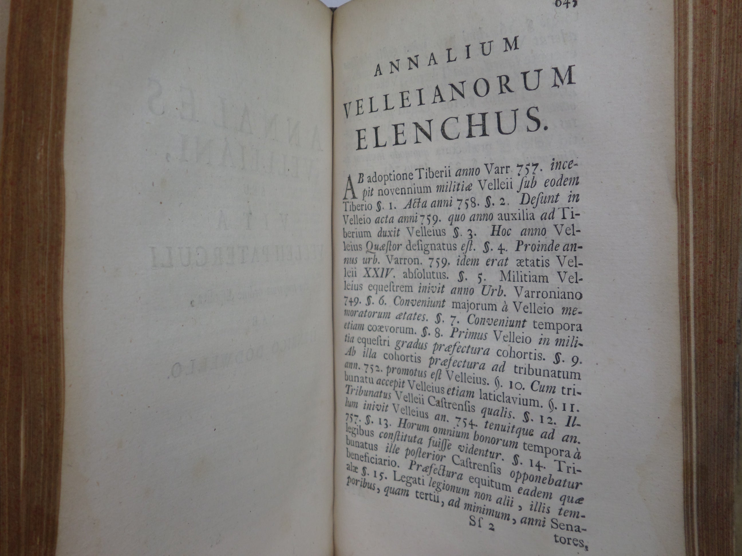 THE ROMAN HISTORY OF MARCUS VELLEIUS PATERCULUS 1744 VELLUM-BOUND