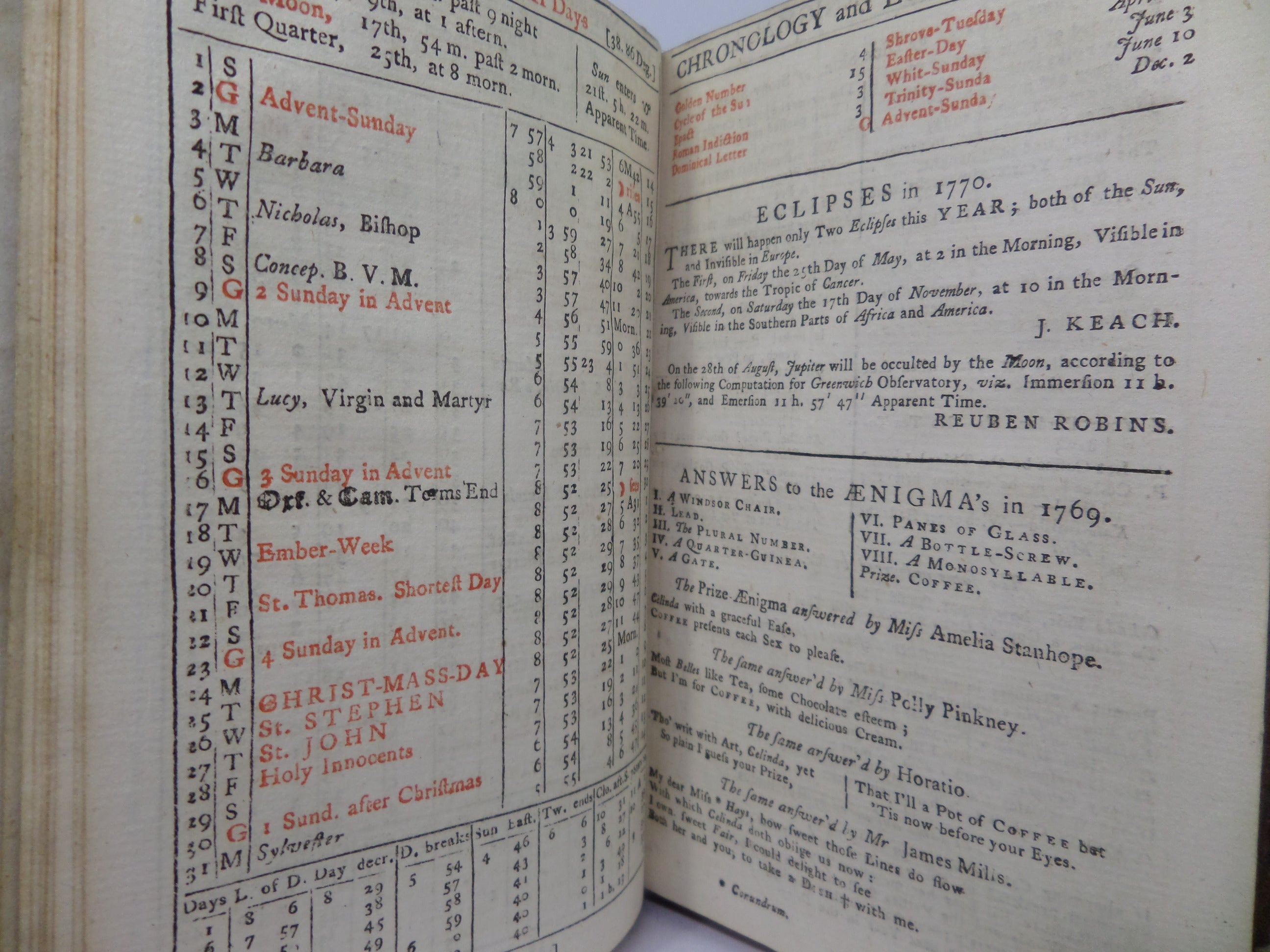 [ALMANACS] THE LADIES DIARY OR WOMAN'S ALMANACK 1770-1779 TEN PARTS IN ONE