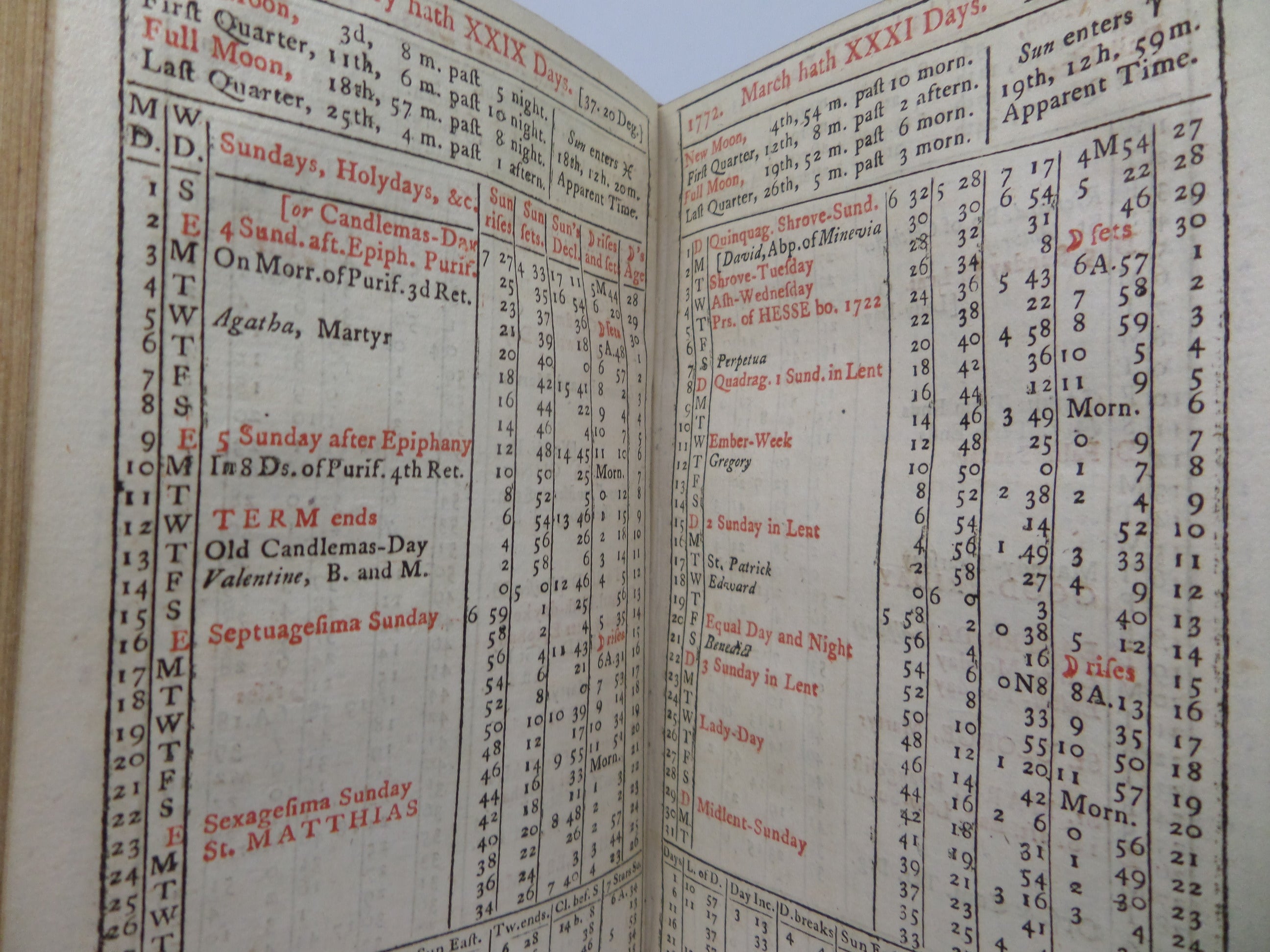 [ALMANACS] THE LADIES DIARY OR WOMAN'S ALMANACK 1770-1779 TEN PARTS IN ONE