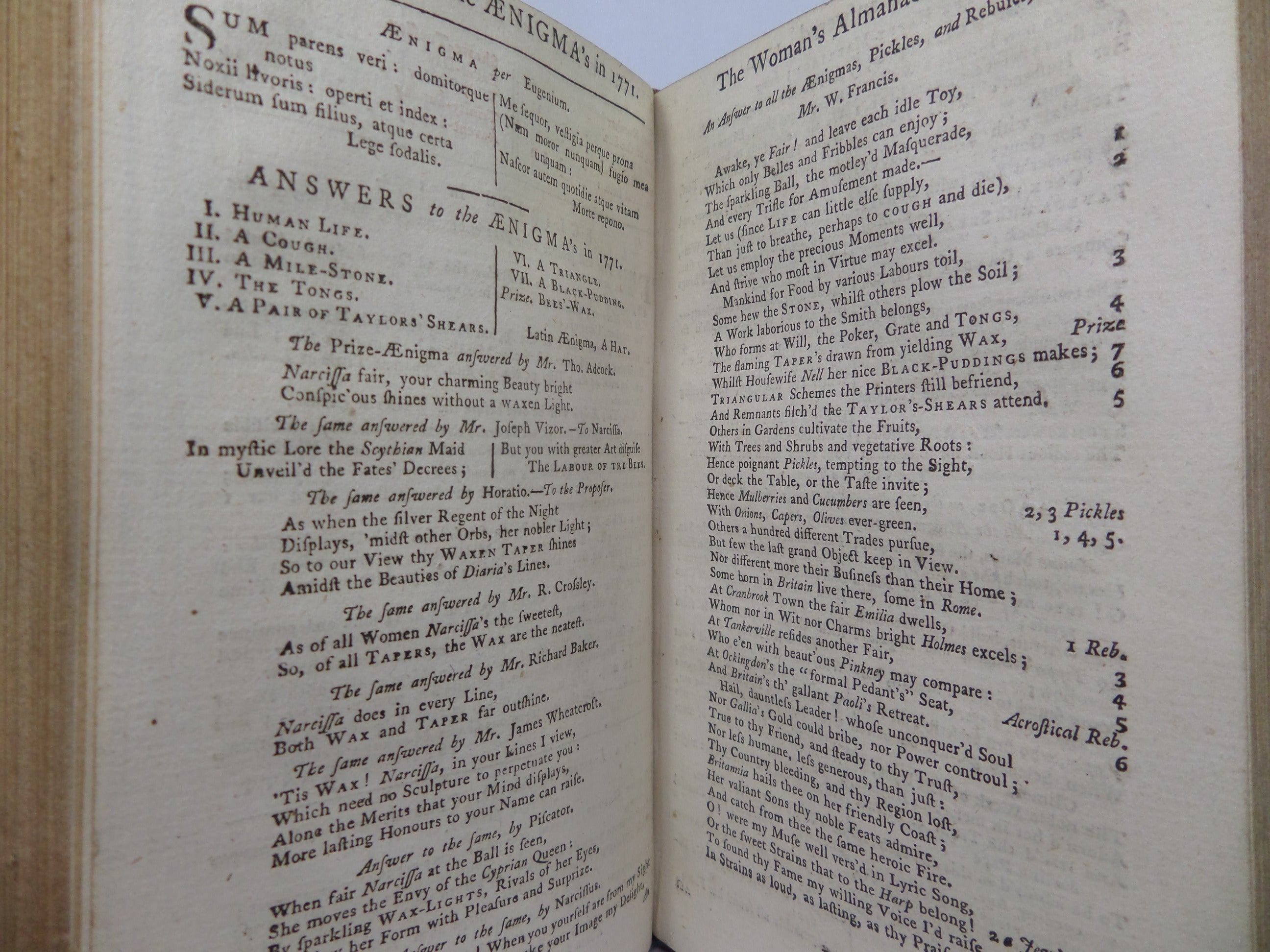 [ALMANACS] THE LADIES DIARY OR WOMAN'S ALMANACK 1770-1779 TEN PARTS IN ONE