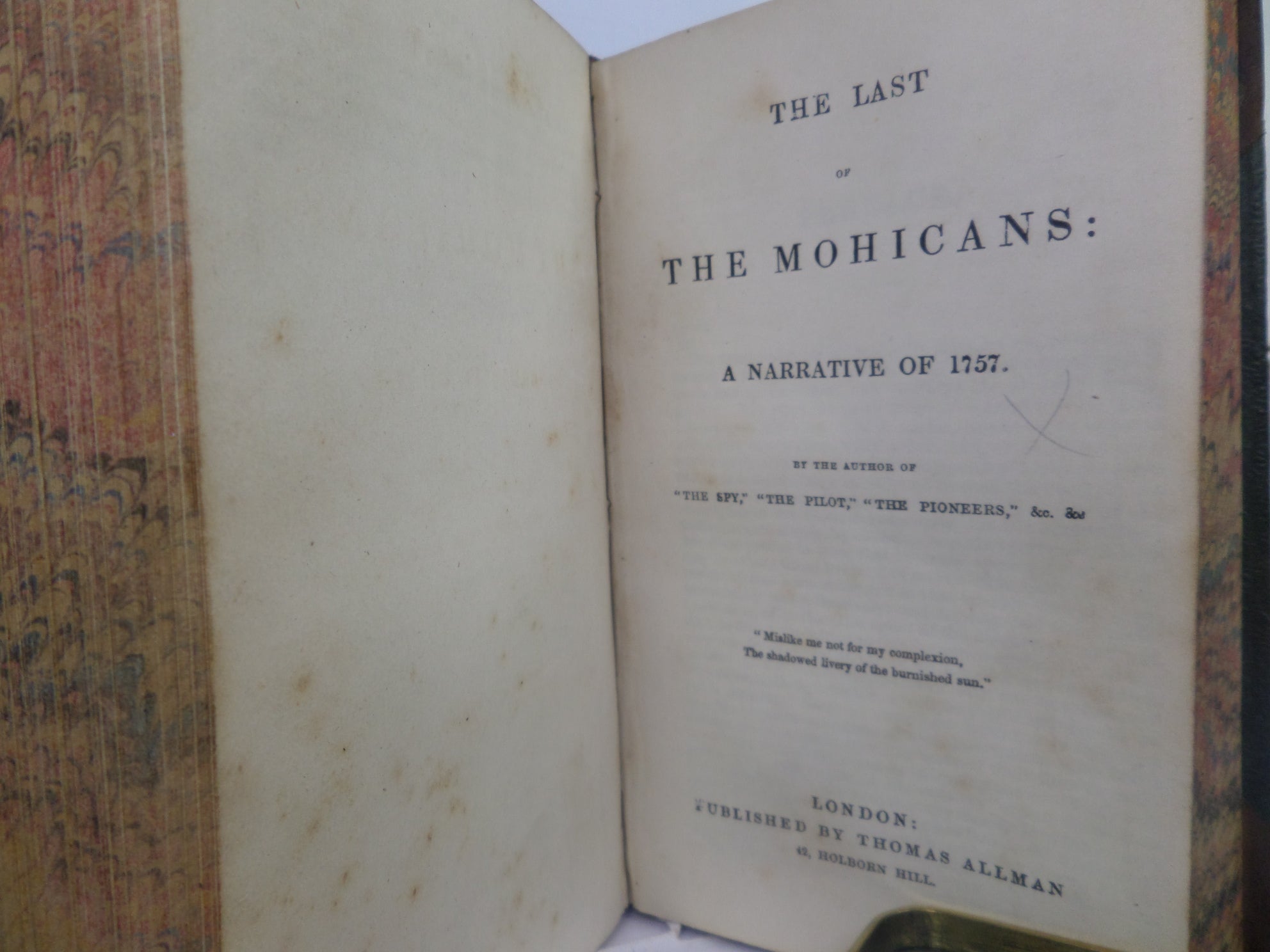 THE LAST OF THE MOHICANS & THE SPY 1831 JAMES FENNIMORE COOPER, LEATHER BINDING