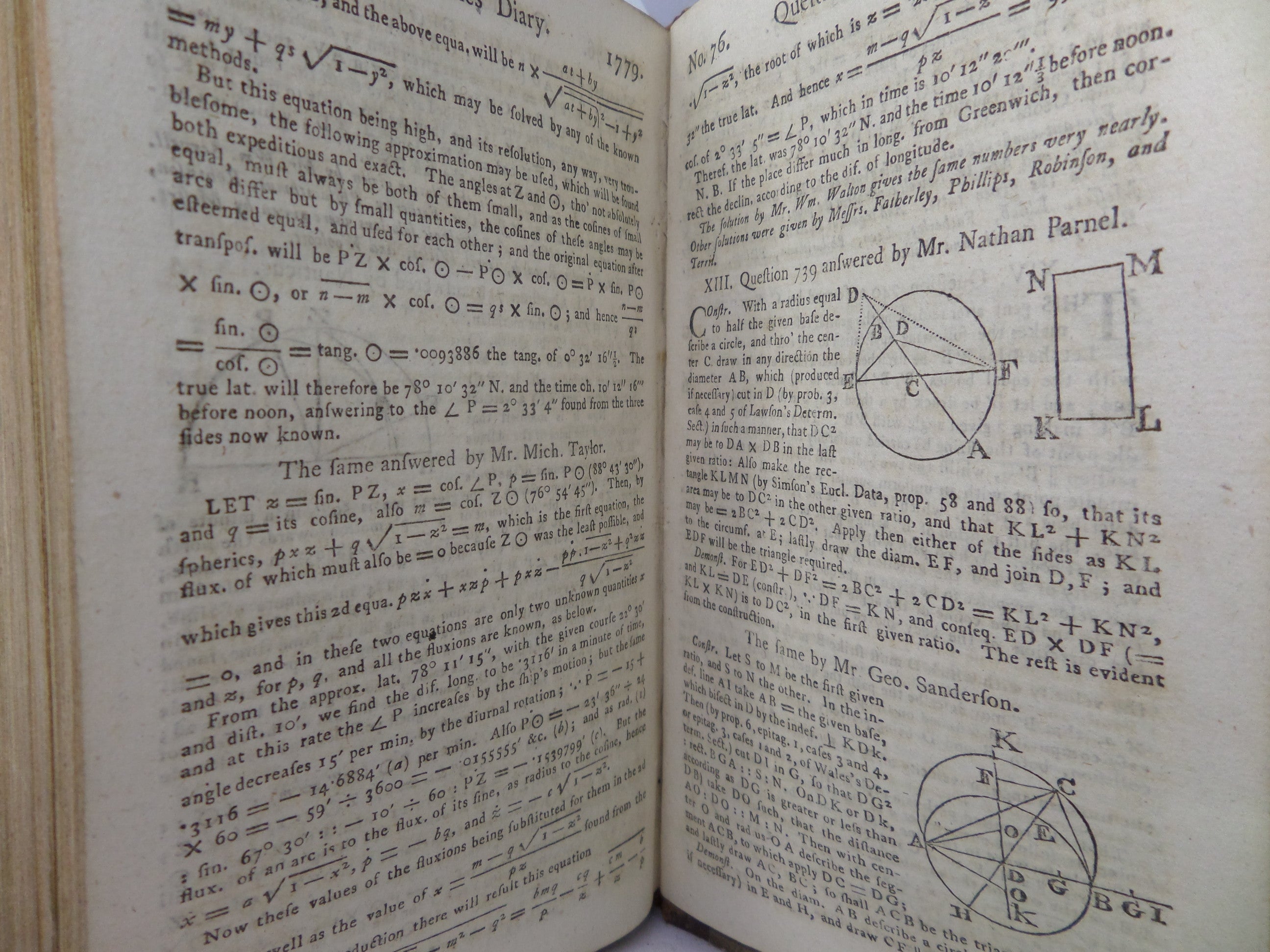 [ALMANACS] THE LADIES DIARY OR WOMAN'S ALMANACK 1770-1779 TEN PARTS IN ONE