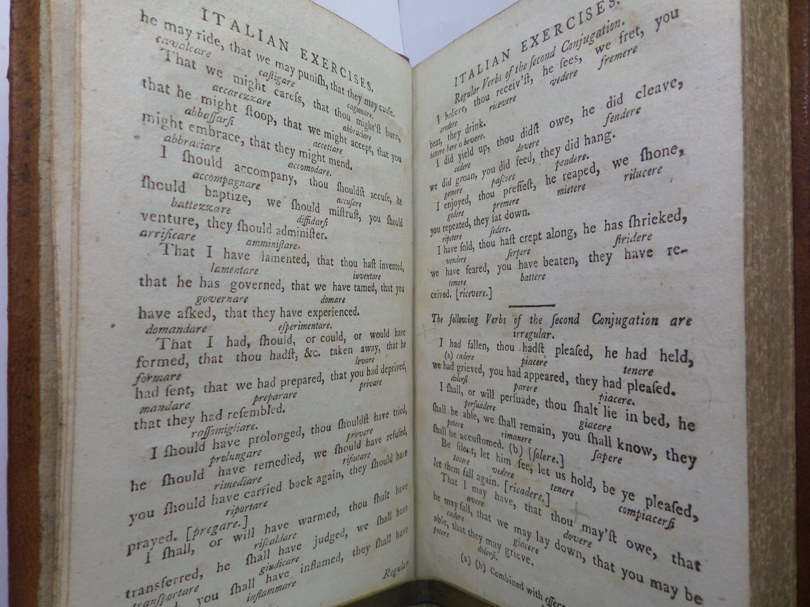 EXERCISES UPON PARTS OF ITALIAN SPEECH BY F. BOTTARELLI 1802 LEATHER-BOUND