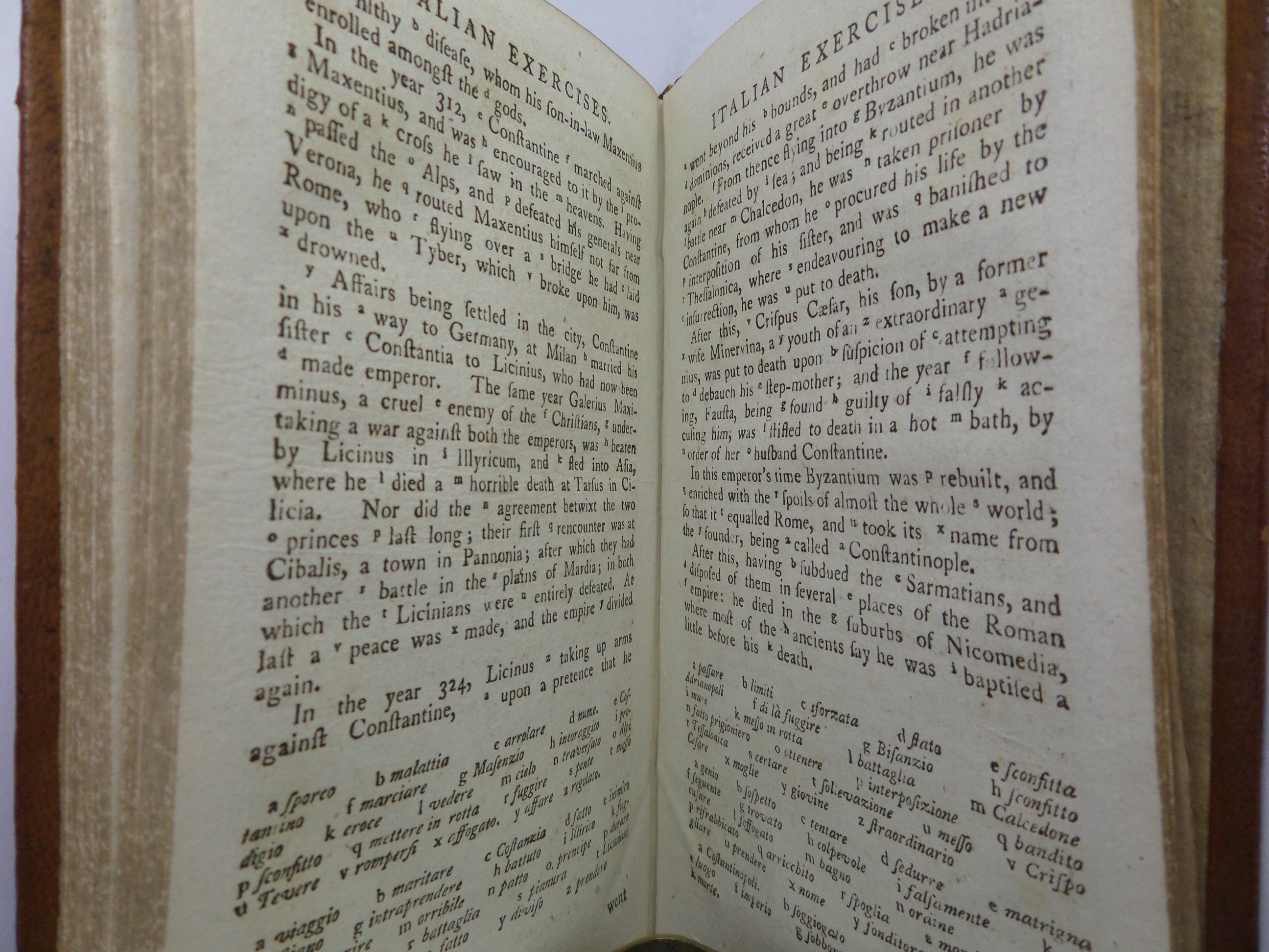 EXERCISES UPON PARTS OF ITALIAN SPEECH BY F. BOTTARELLI 1802 LEATHER-BOUND