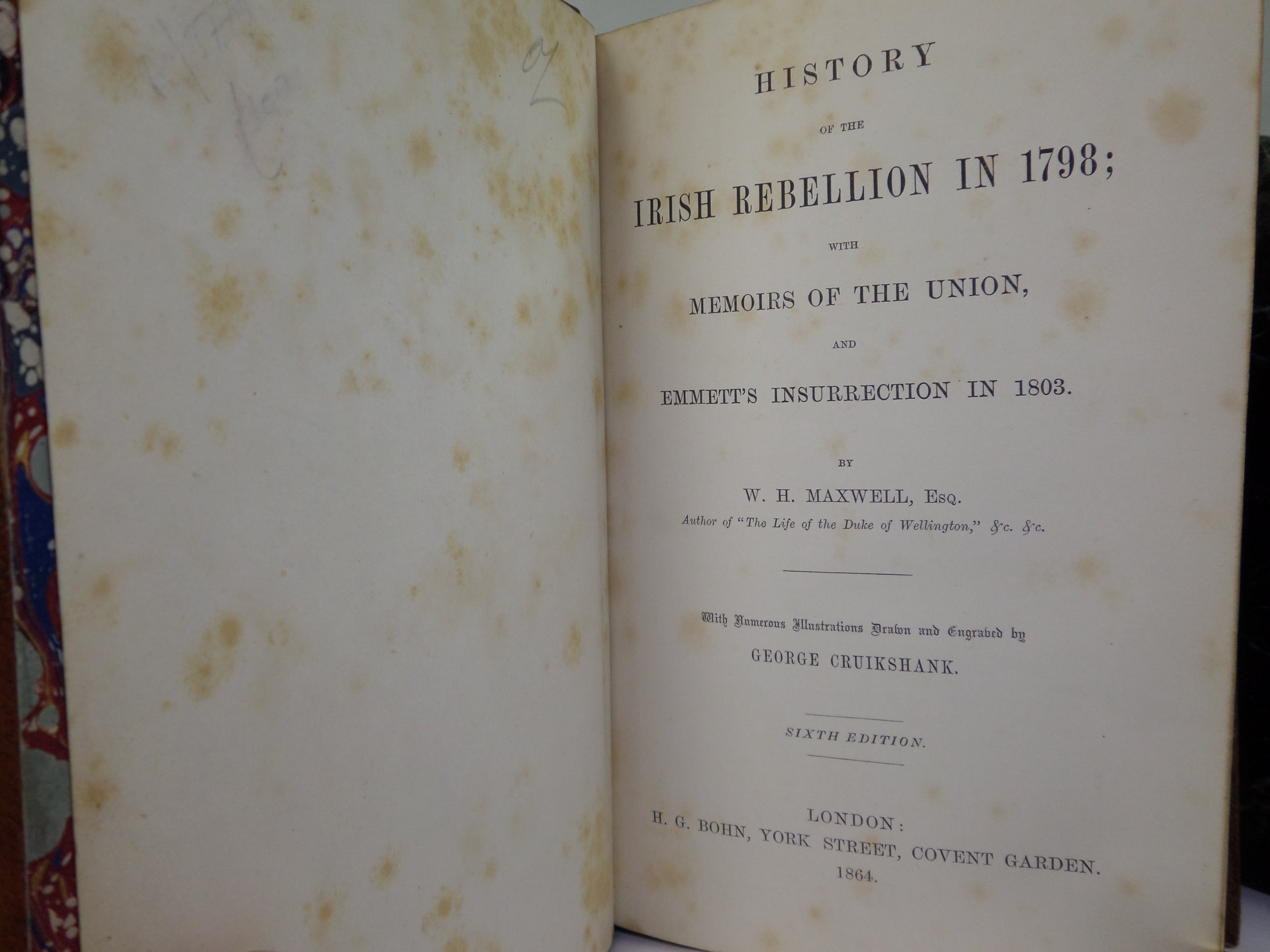 HISTORY OF THE IRISH REBELLION IN 1798 BY W.H. MAXWELL 1864 FINE LEATHER BINDING