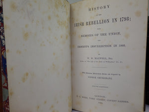 HISTORY OF THE IRISH REBELLION IN 1798 BY W.H. MAXWELL 1864 FINE LEATHER BINDING