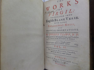 THE WORKS OF VIRGIL TRANSLATED INTO ENGLISH BY JOSEPH TRAPP 1737 LEATHER BOUND