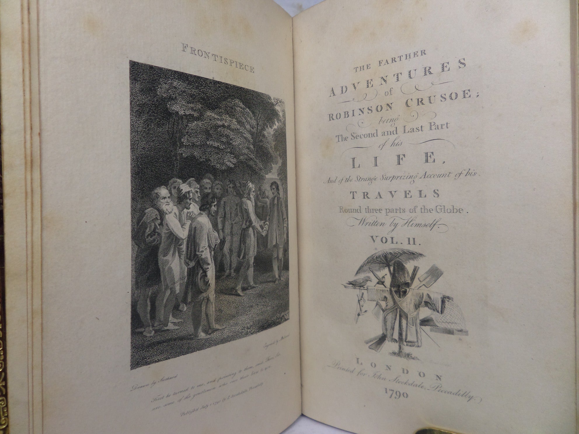 THE LIFE AND STRANGE SURPRIZING ADVENTURES OF ROBINSON CRUSOE BY DANIEL DEFOE 1790, FIRST STOCKDALE EDITION FINELY BOUND BY SOTHERAN