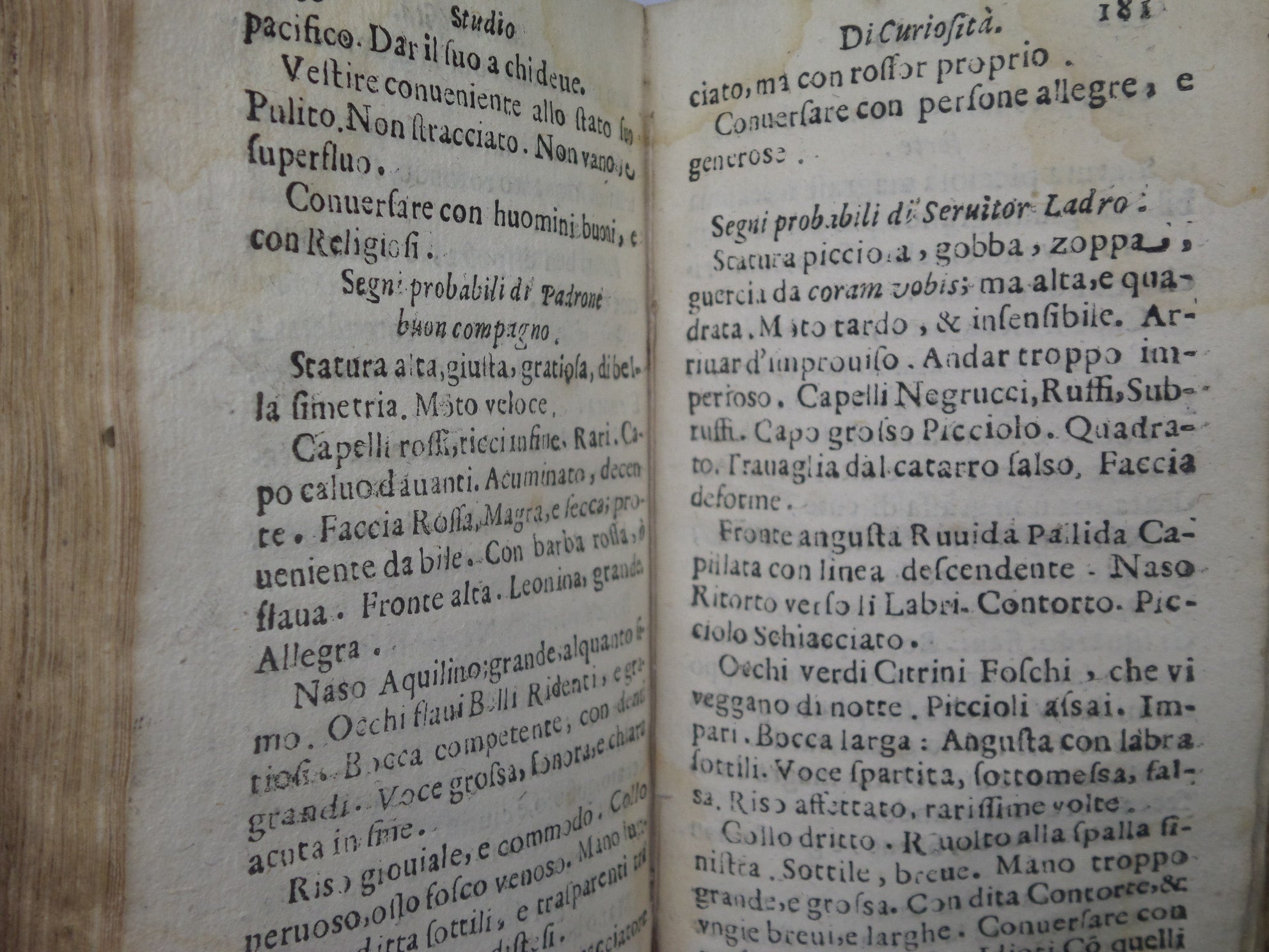 STUDIO DI CURIOSITA NEL QUALE SI TRATTA DI FISONOMIA, CHIROMANTIA, METOPOSCOPIA BY NICOLA SPADON 1667